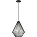 Geometric 1 Light 12 inch Black Mini Pendant Ceiling Light