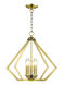 Prism 5 Light 20 inch Antique Brass Chandelier Ceiling Light