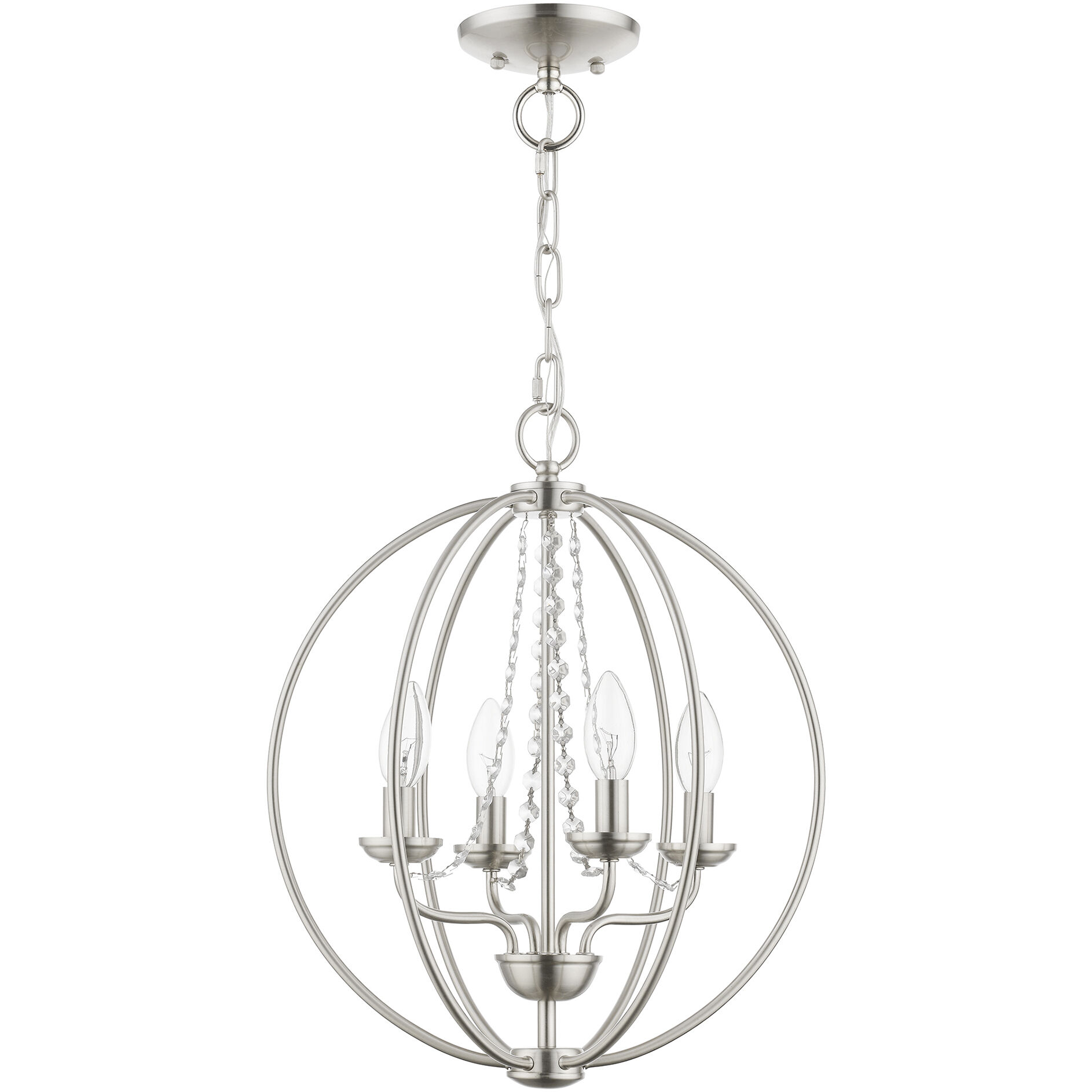 Arabella 4 Light 15 inch Brushed Nickel Convertible Chandelier/ Semi-Flush Ceiling Light, Globe