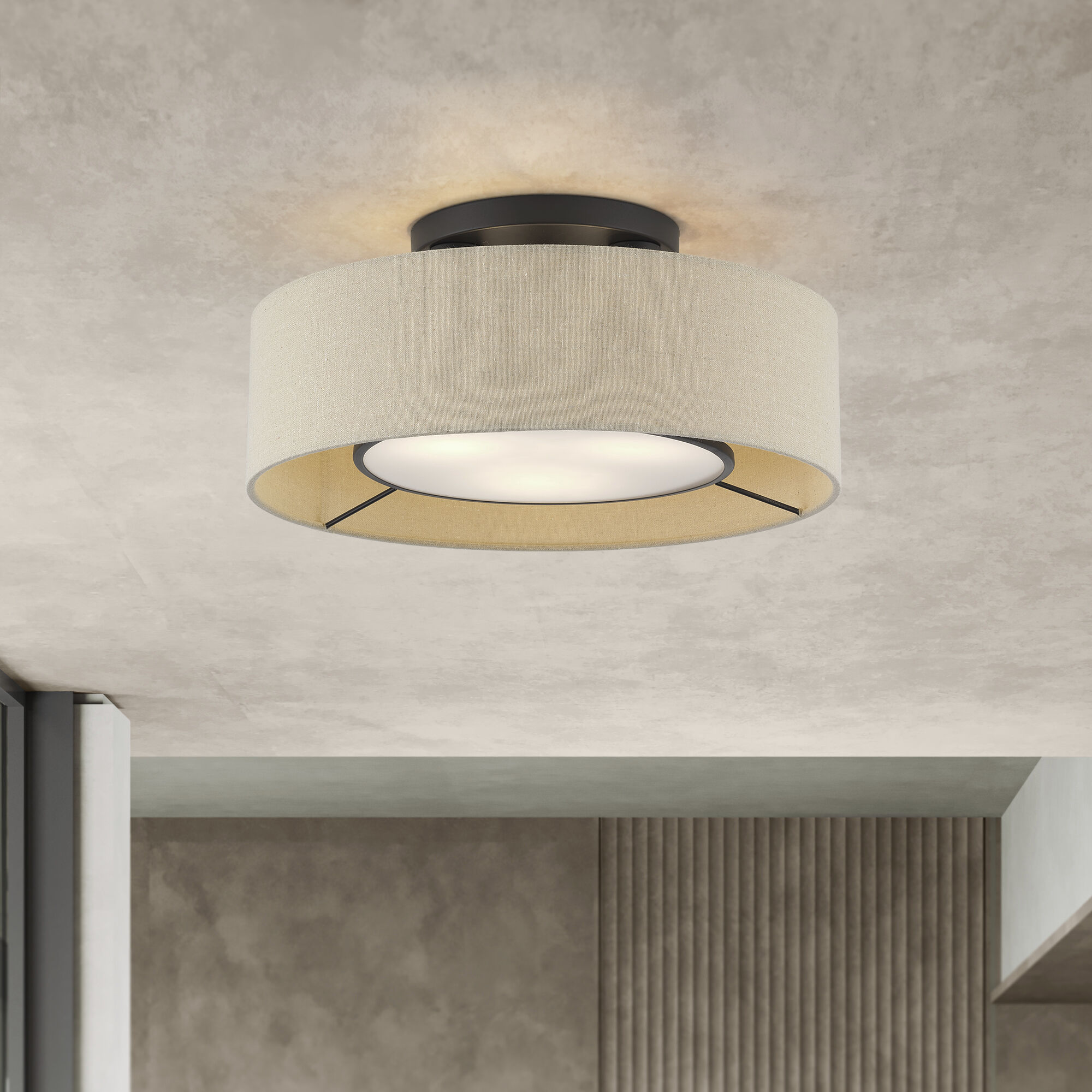 Ellsworth 3 Light 17 inch Bronze Semi Flush Mount Ceiling Light, Large