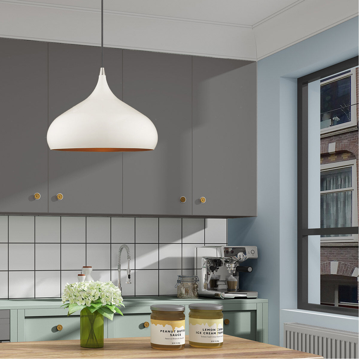 Allison 1 Light 13.75 inch Shiny White Mini Pendant Ceiling Light