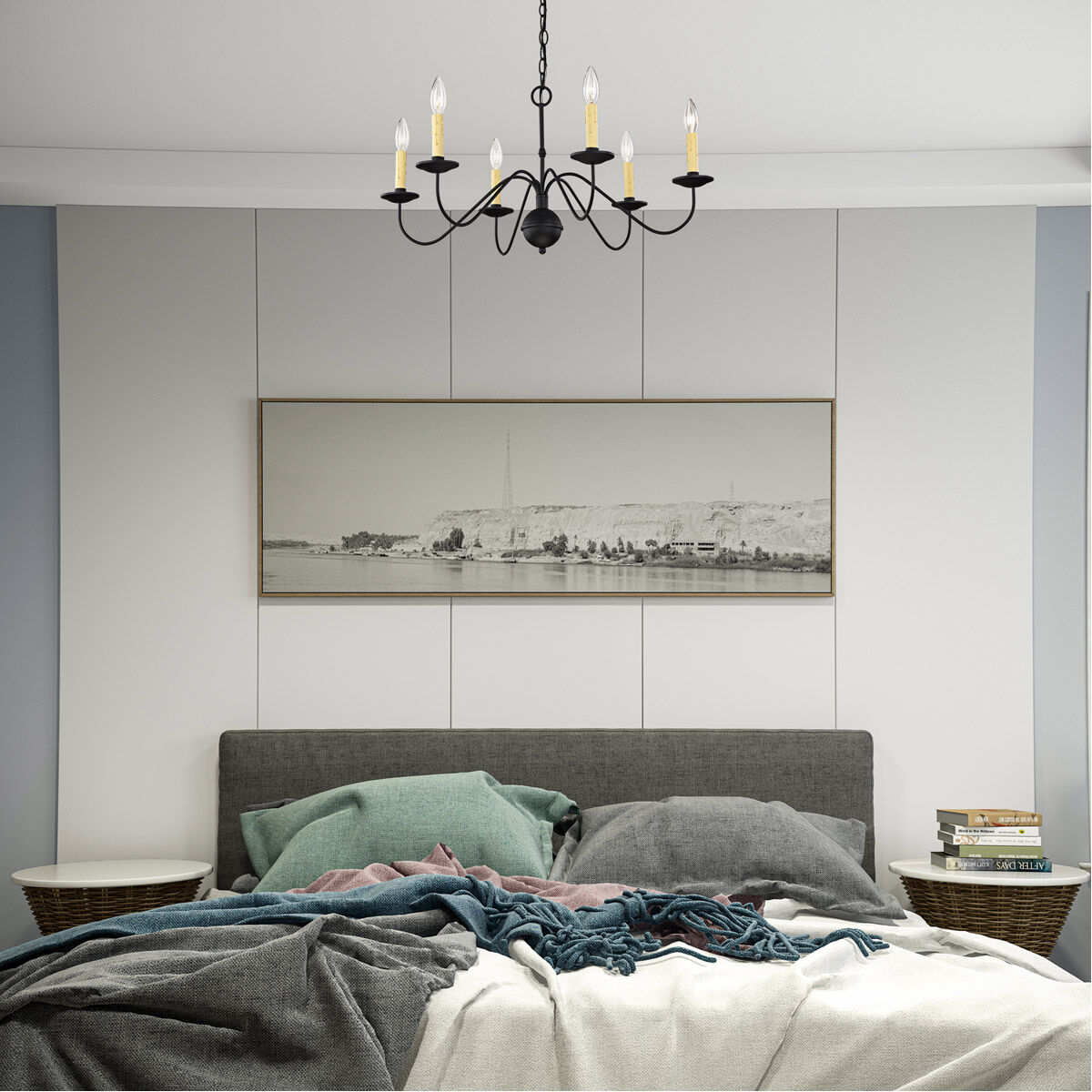 Heritage 6 Light 28 inch Black Chandelier Ceiling Light