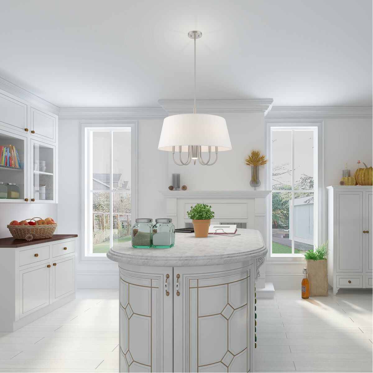 Belclaire 6 Light 24 inch Brushed Nickel Pendant Chandelier Ceiling Light