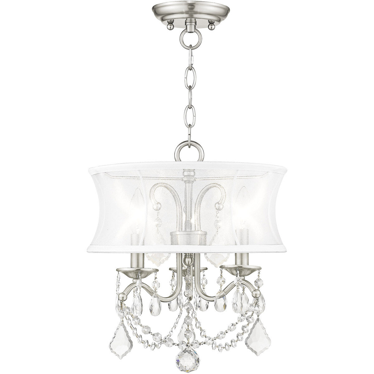 Newcastle 3 Light 13 inch Brushed Nickel Convertible Mini Chandelier/Ceiling Mount Ceiling Light