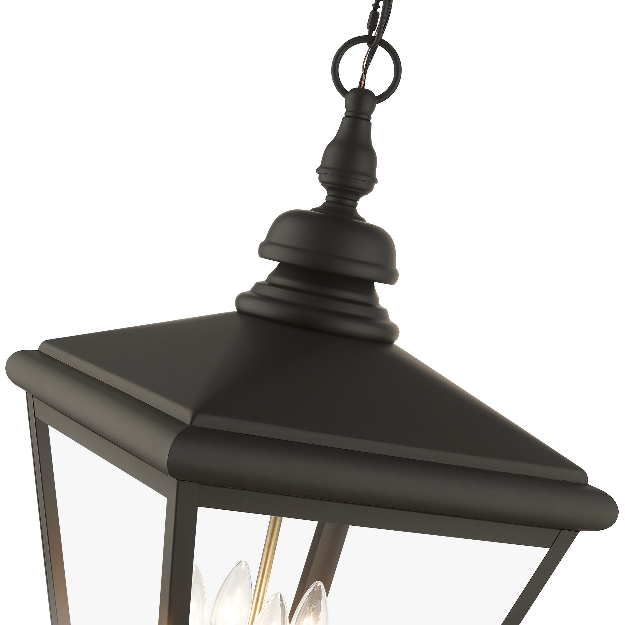 Adams 4 Light 14.25 inch Bronze with Antique Brass Finish Cluster Outdoor Extra Large Pendant Lantern Ceiling Light in Bronze with Antique Brass Accent