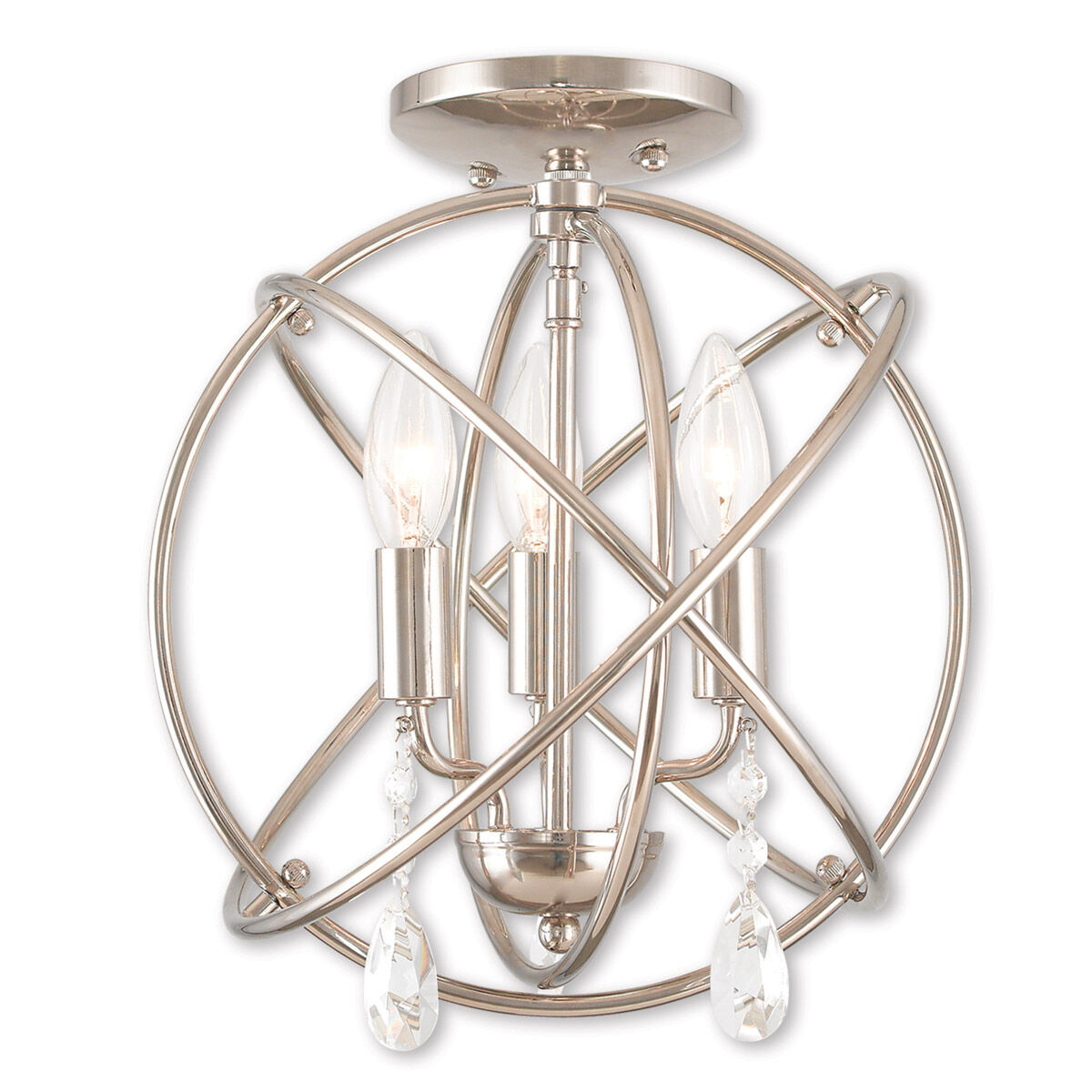 Aria 3 Light 12 inch Polished Nickel Convertible Mini Chandelier/Ceiling Mount Ceiling Light