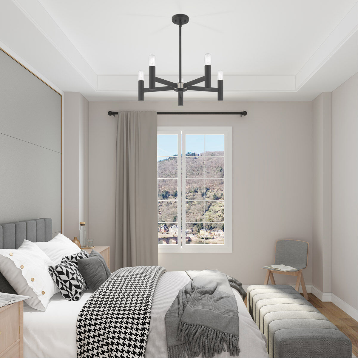 Copenhagen 5 Light 25 inch Scandinavian Gray Chandelier Ceiling Light