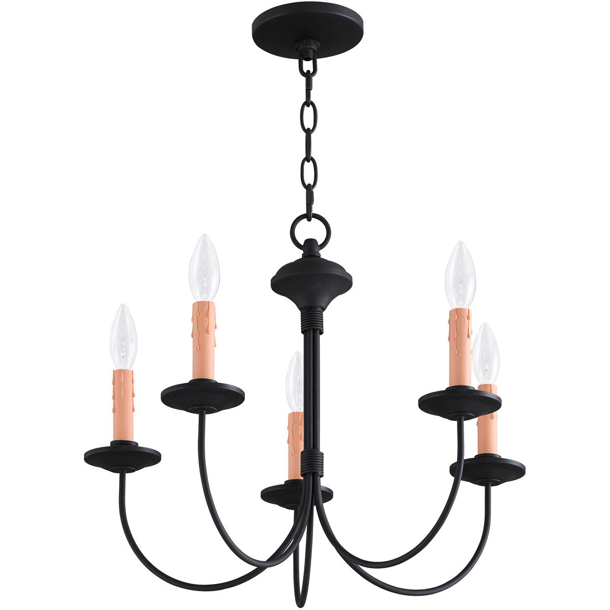 Heritage 5 Light 20 inch Black Chandelier Ceiling Light