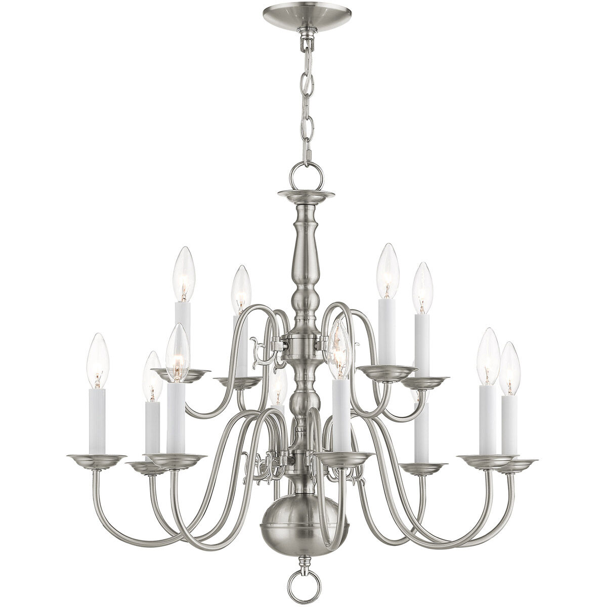 Williamsburgh 12 Light 26 inch Brushed Nickel Chandelier Ceiling Light