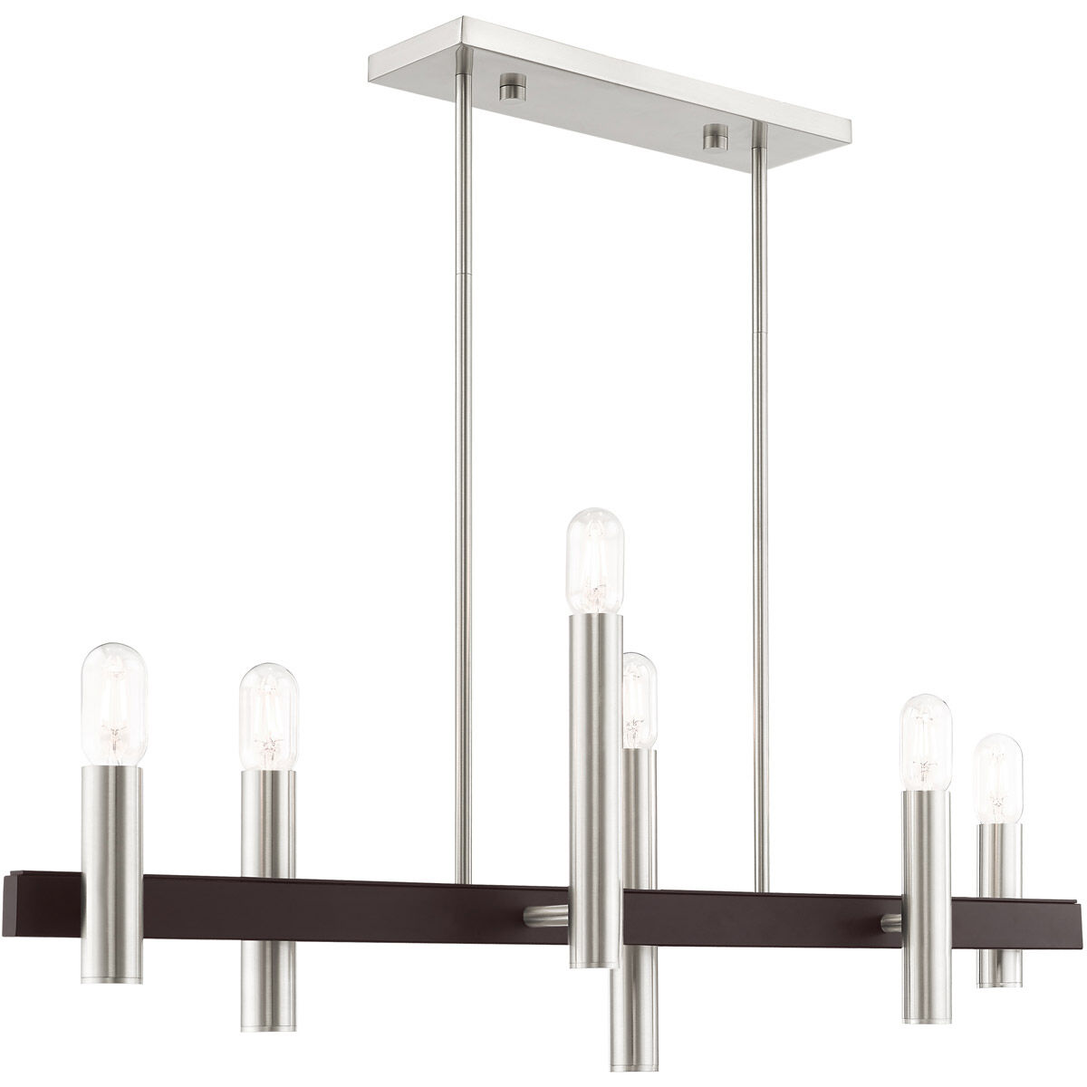 Helsinki 6 Light 8.25 inch Brushed Nickel with Bronze Accents Chandelier Ceiling Light