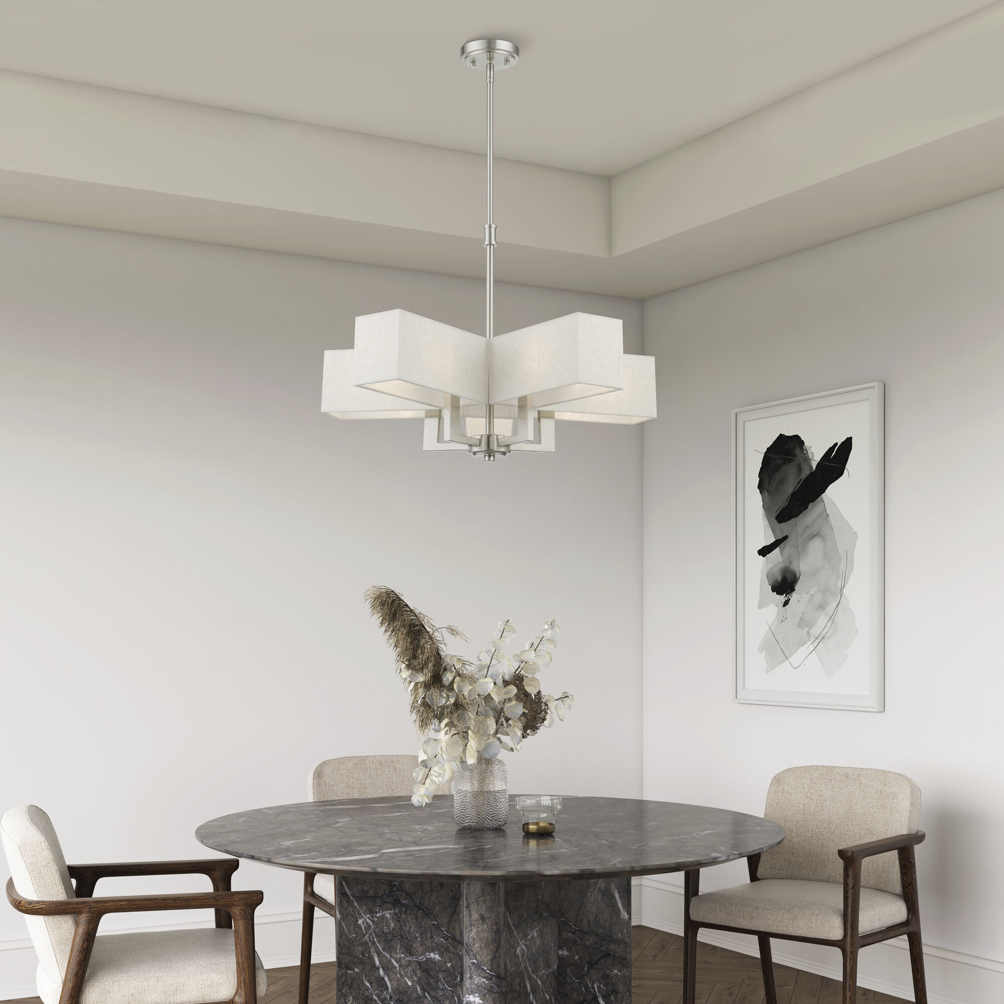 Rubix 5 Light 26 inch Brushed Nickel Chandelier Ceiling Light