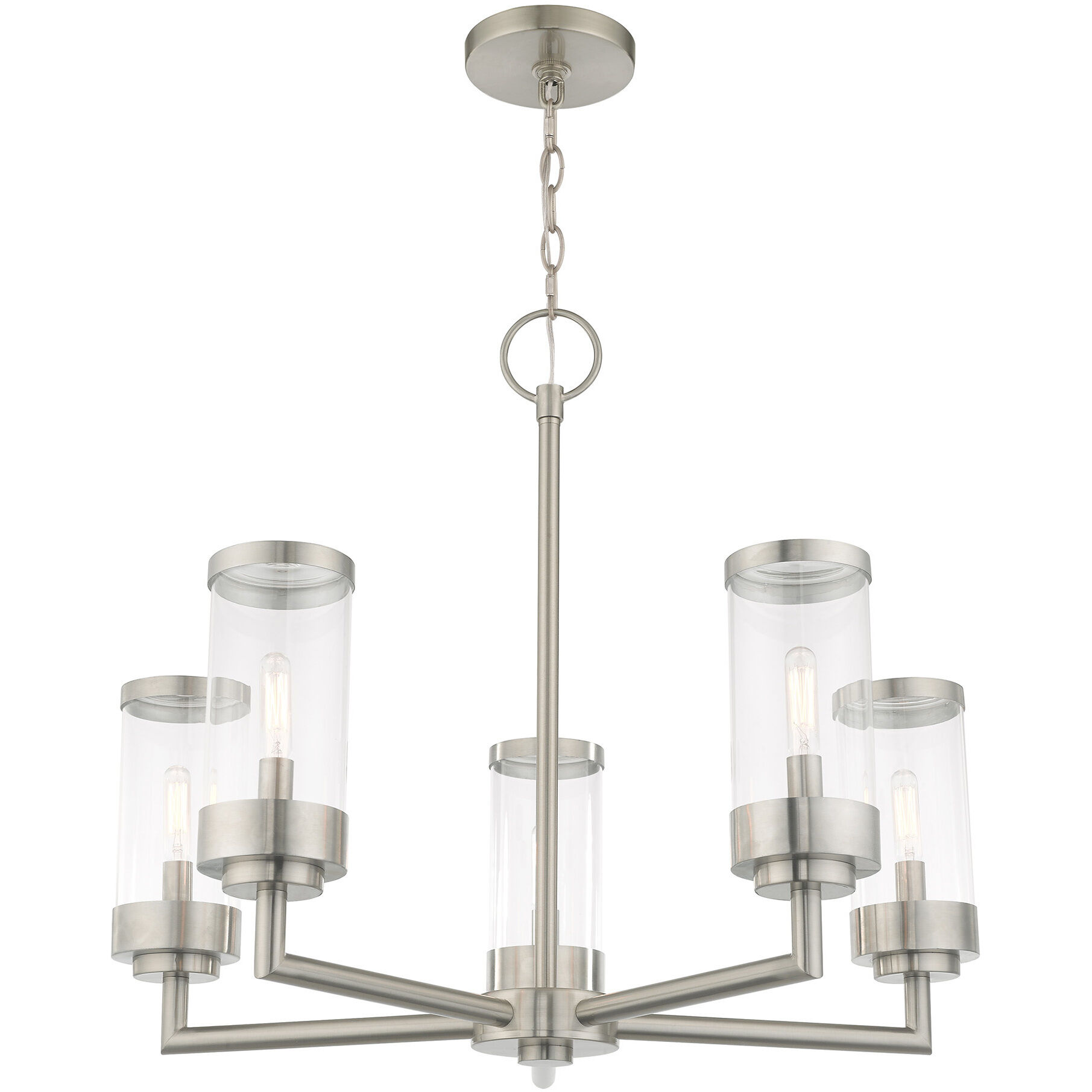 Hillcrest 5 Light 26 inch Brushed Nickel Outdoor Chandelier