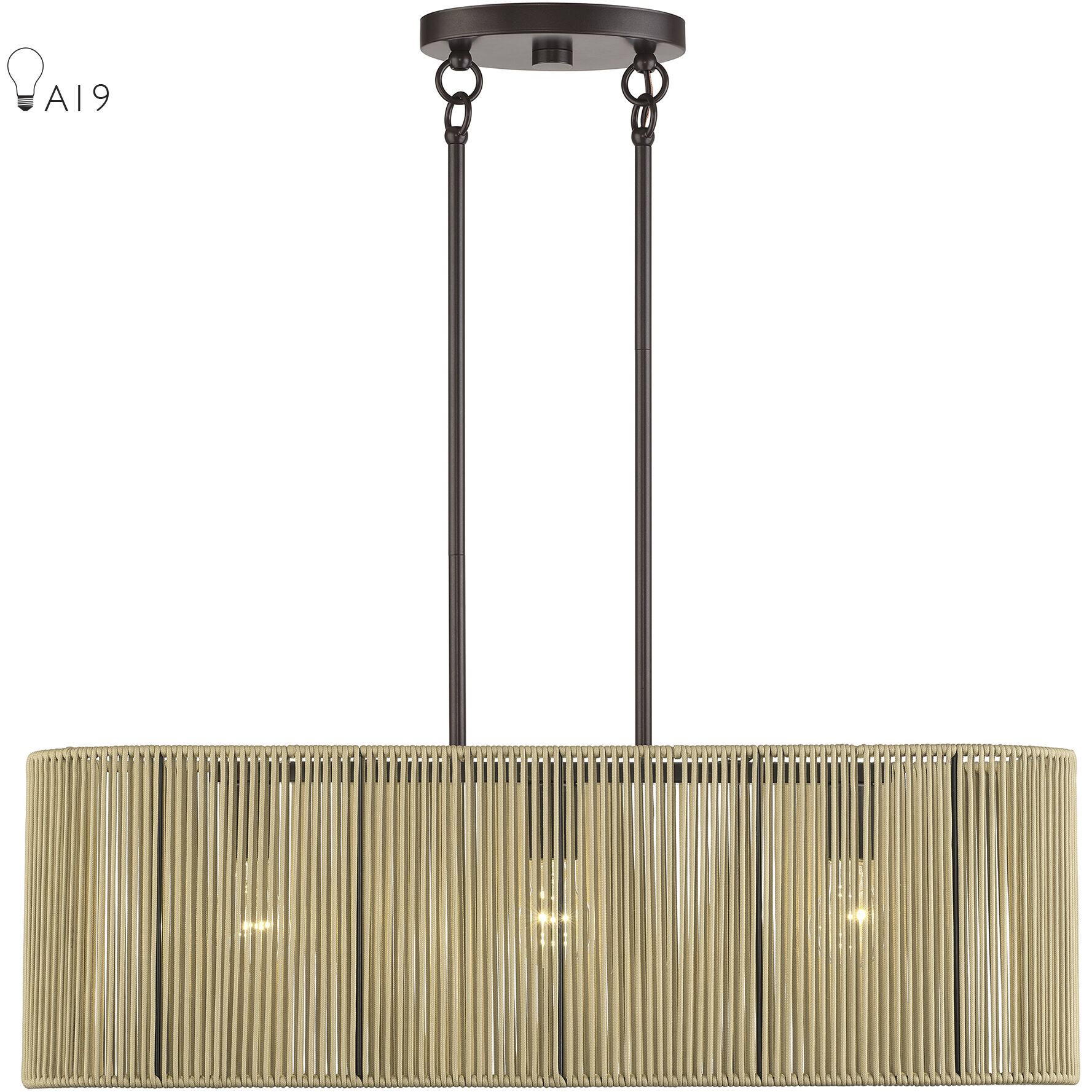 Goldiemesh 3 Light 30 inch English Bronze Linear Chandelier Ceiling Light, Medium