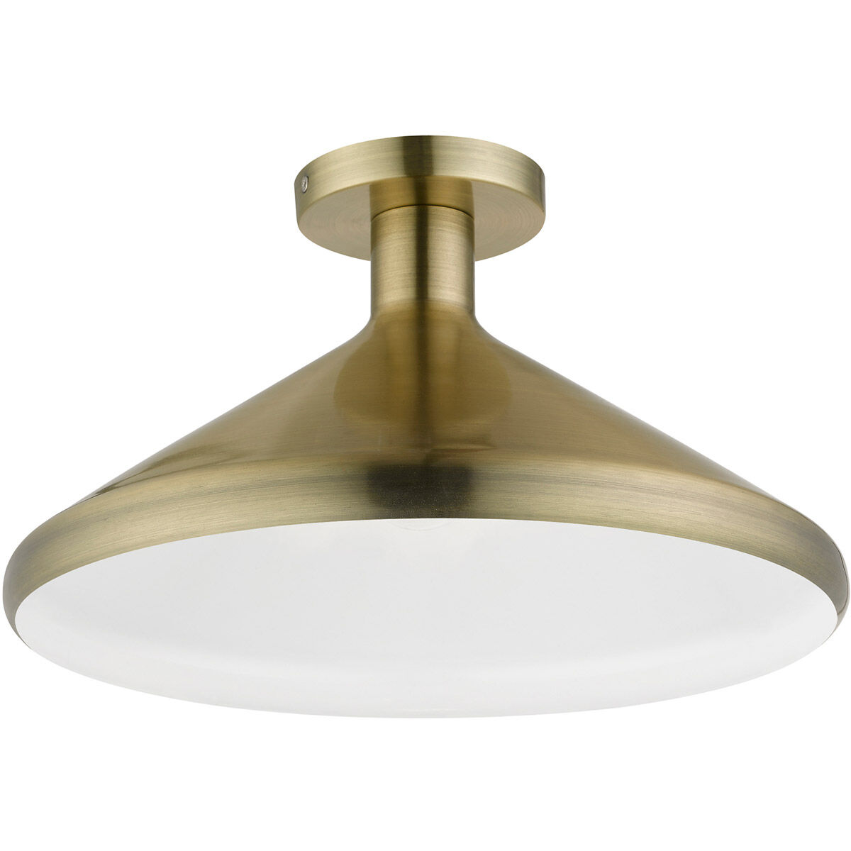 Geneva 1 Light 15 inch Antique Brass Semi-Flush Mount Ceiling Light