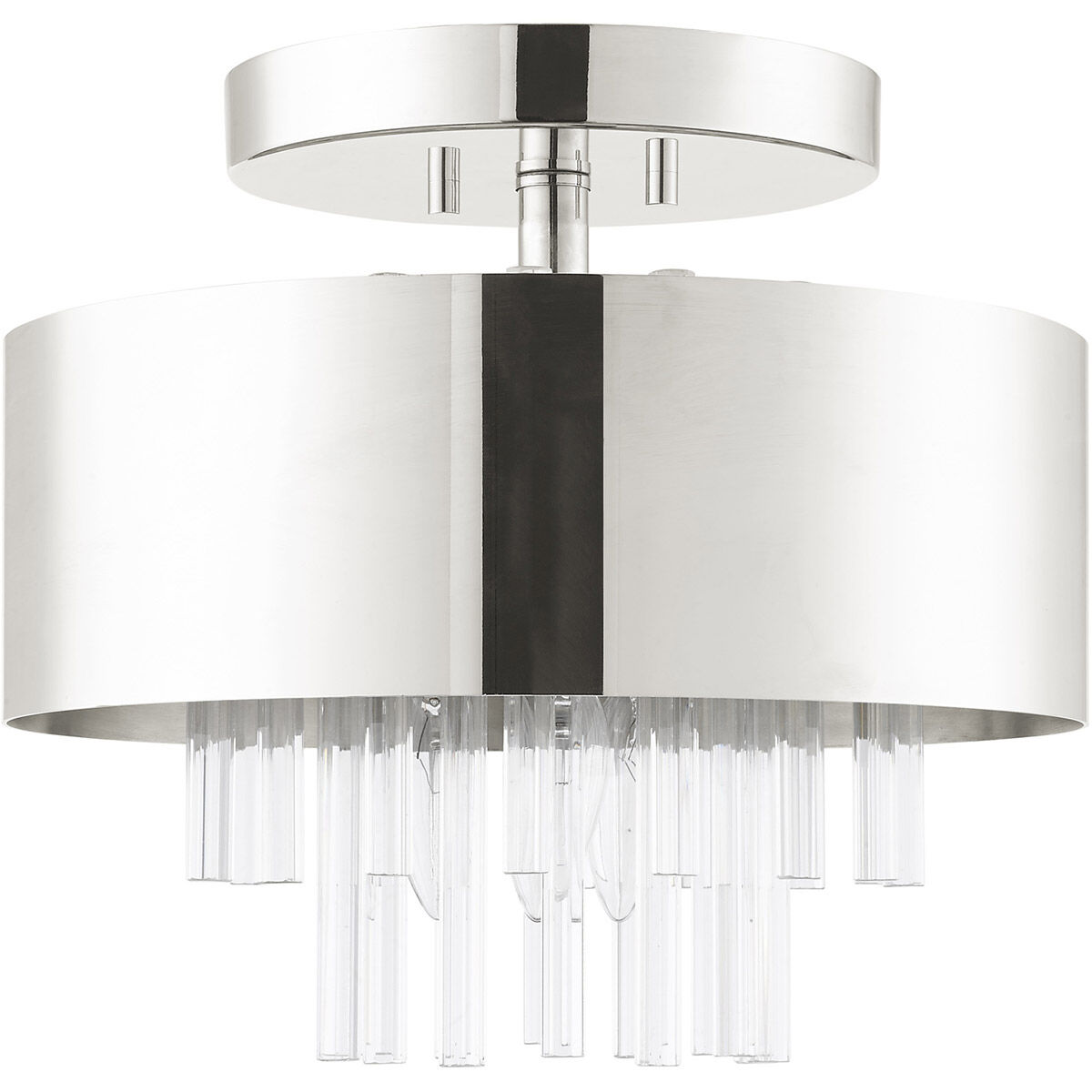 Orenburg 3 Light 13 inch Polished Nickel Semi Flush Ceiling Light