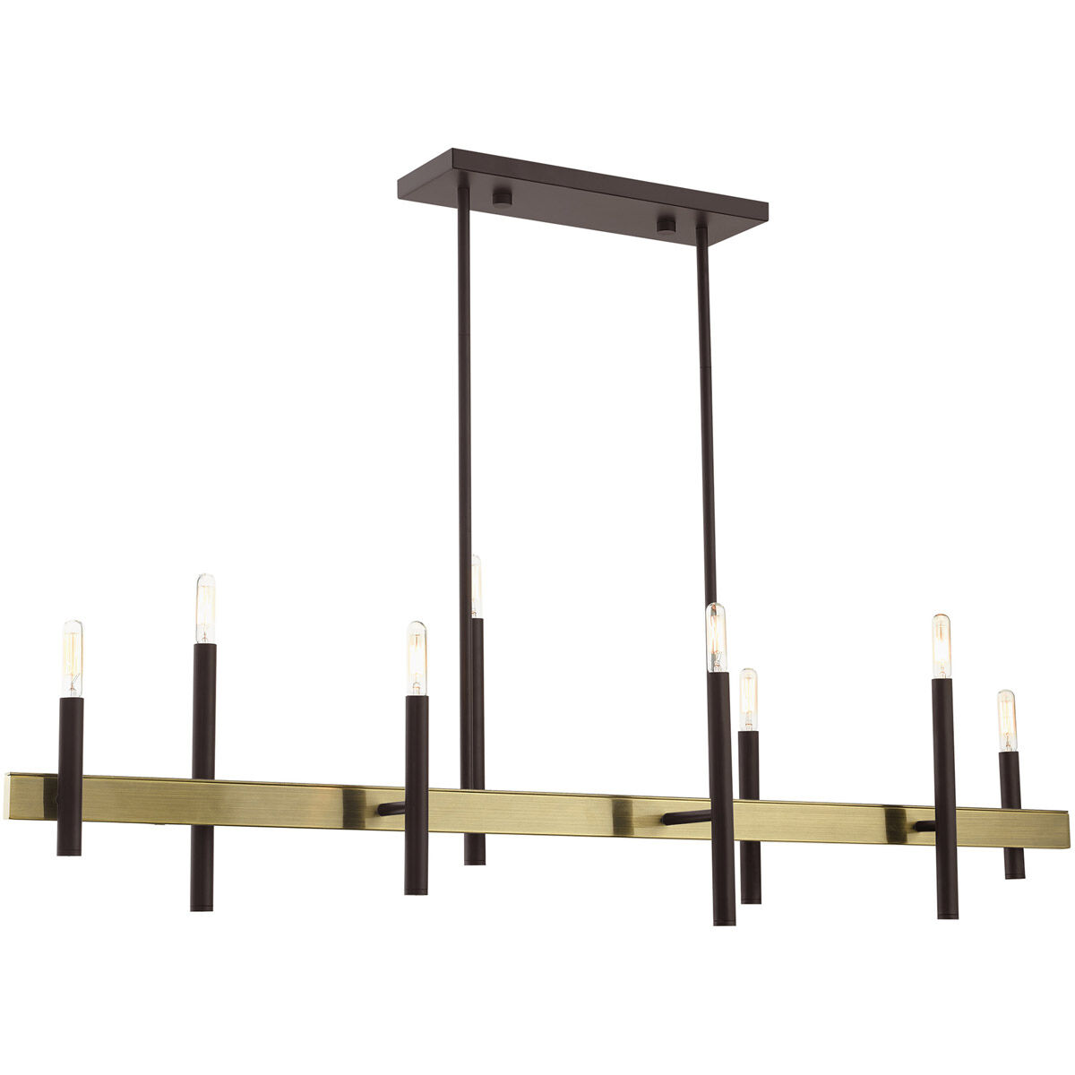 Denmark 8 Light 9.25 inch Bronze with Antique Brass Accents Chandelier Ceiling Light