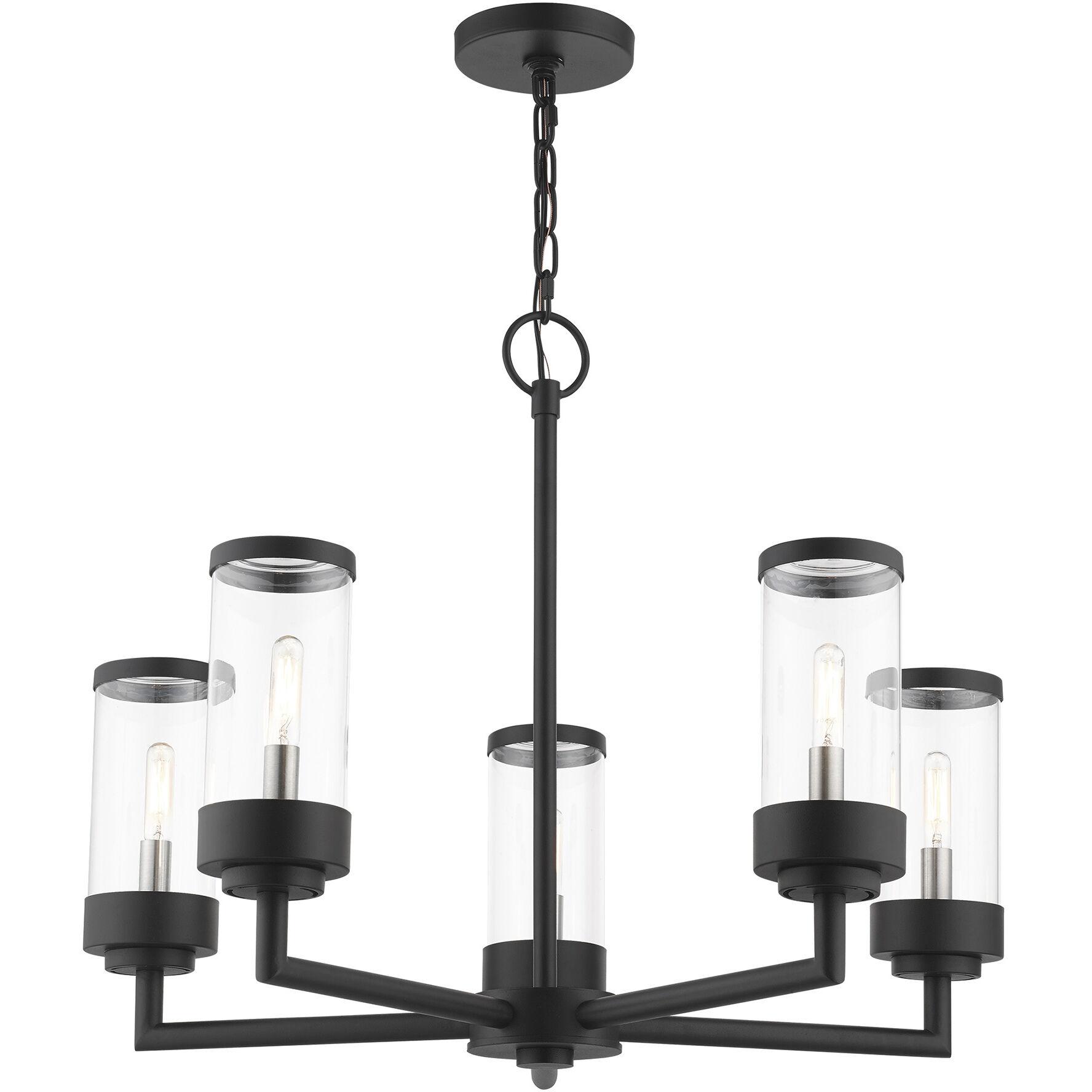Hillcrest 5 Light 26 inch Textured Black Outdoor Chandelier