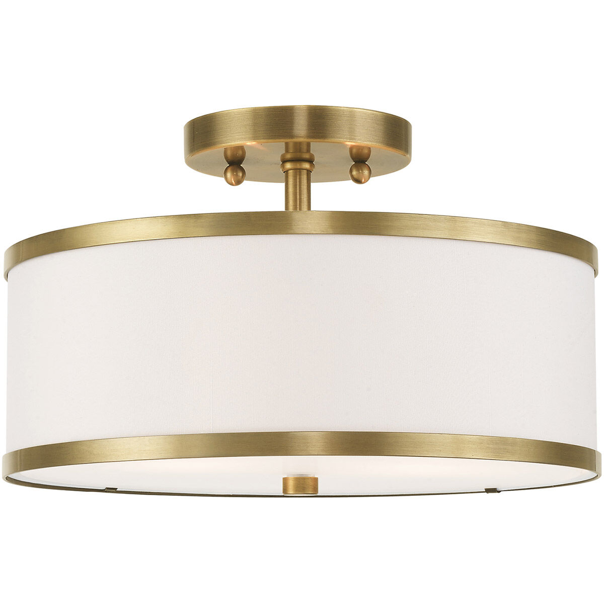 Park Ridge 2 Light 13 inch Antique Brass Semi-Flush Mount Ceiling Light