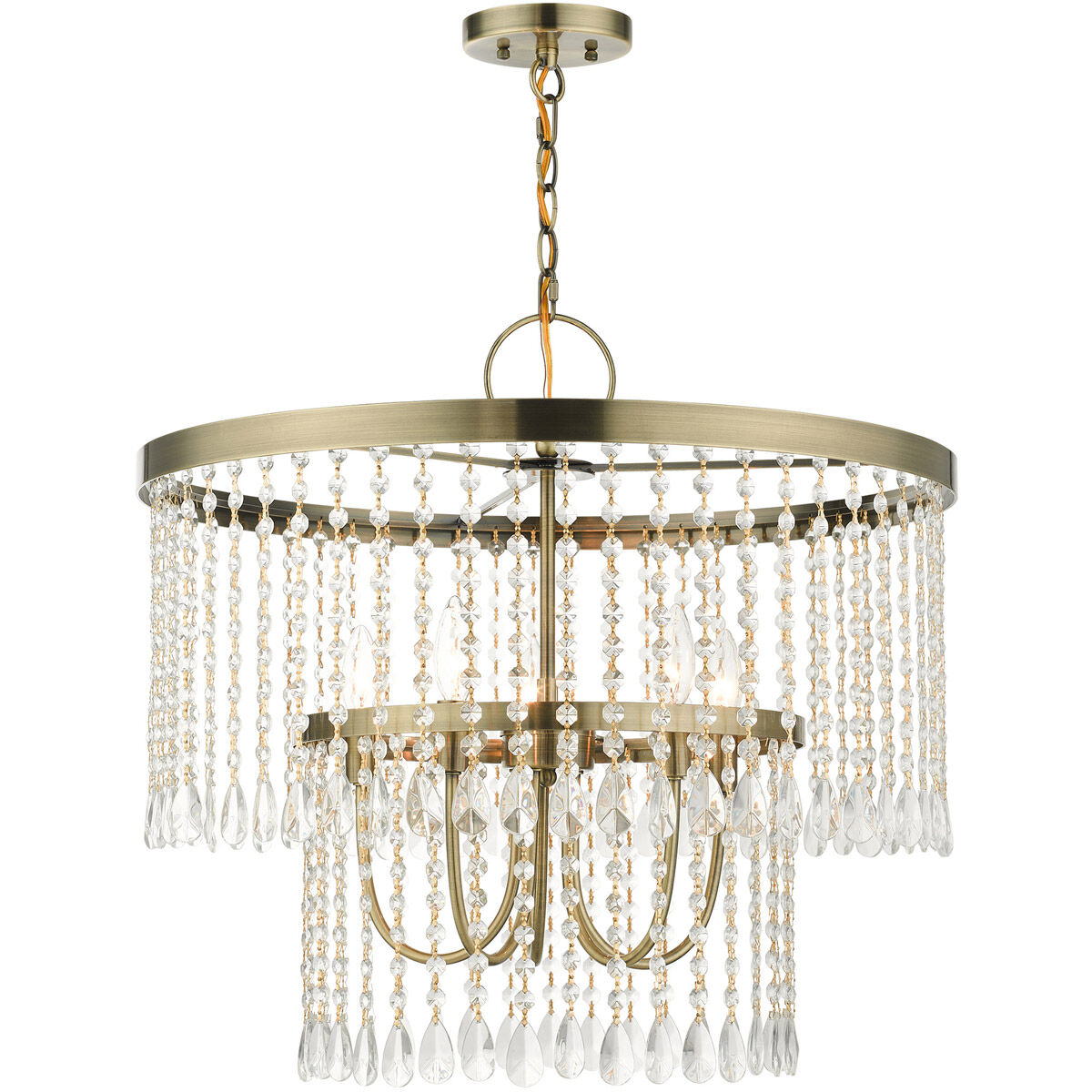Elizabeth 5 Light 24 inch Antique Brass Pendant Chandelier Ceiling Light