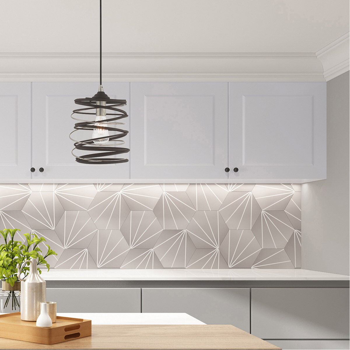 Geometric 1 Light 8 inch Bronze Mini Pendant Ceiling Light