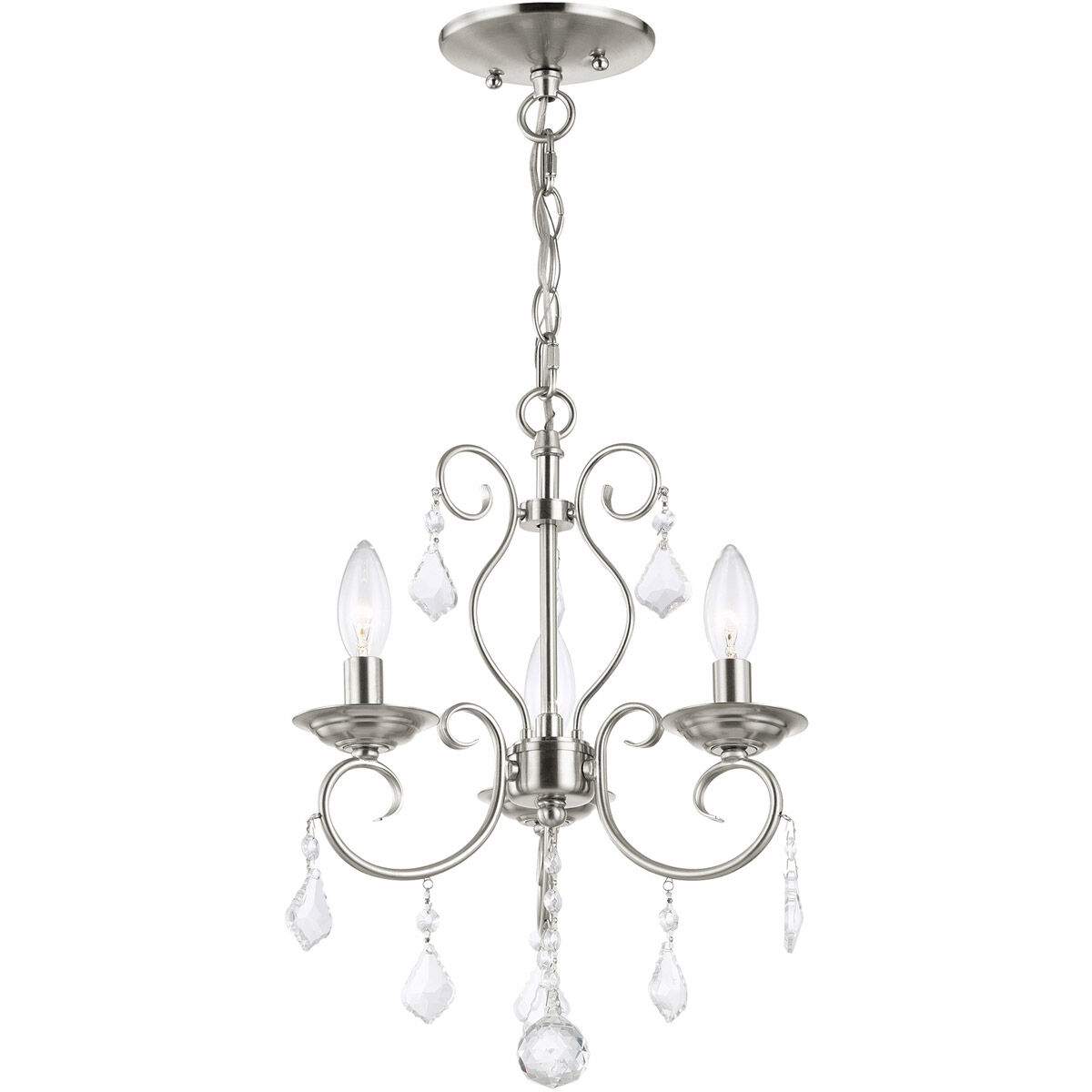 Donatella 3 Light 12 inch Brushed Nickel Convertible Mini Chandelier/Ceiling Mount Ceiling Light