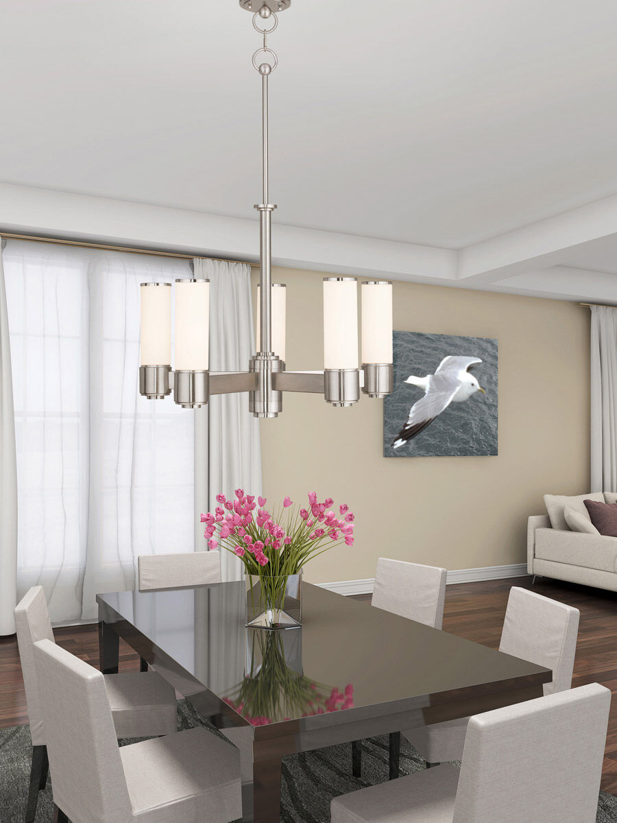 Weston 5 Light 24 inch Brushed Nickel Dinette Chandelier Ceiling Light