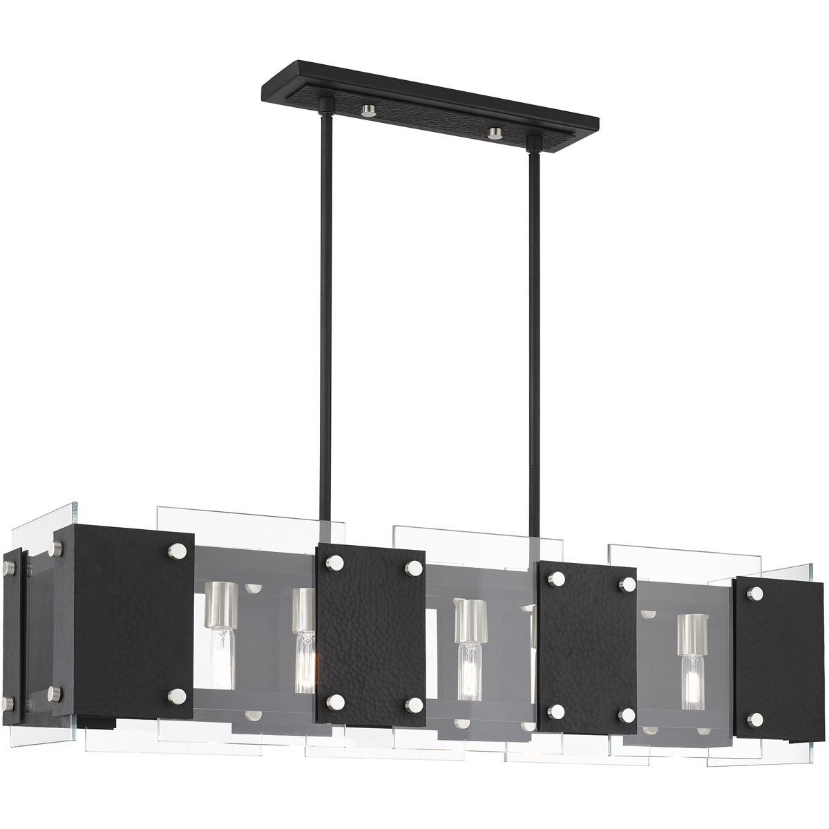 Barcelona 8 Light 44 inch Black with Brushed Nickel Accents Linear Chandelier Ceiling Light