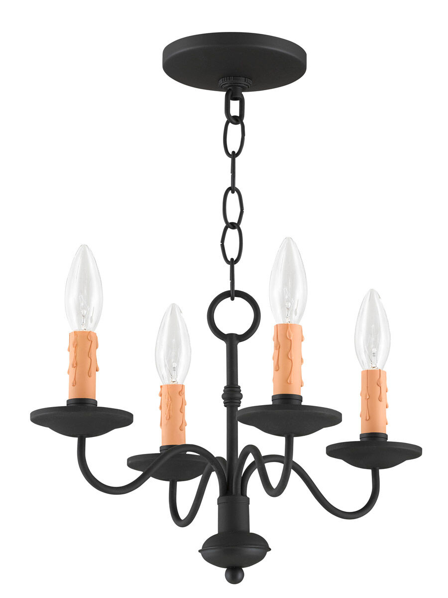 Heritage 4 Light 15 inch Black Mini Chandelier Ceiling Light