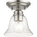 Moreland 1 Light 6 inch Brushed Nickel Small Semi-Flush Ceiling Light, Small