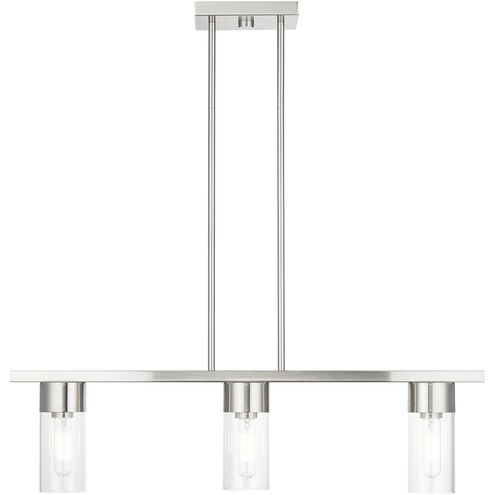 Carson 3 Light 30 inch Brushed Nickel Linear Chandelier Ceiling Light