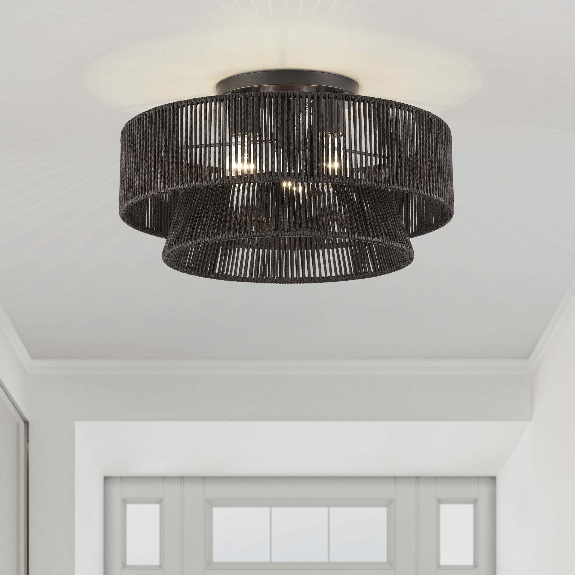 Florell 3 Light 18 inch English Bronze Semi Flush Mount Ceiling Light, Large