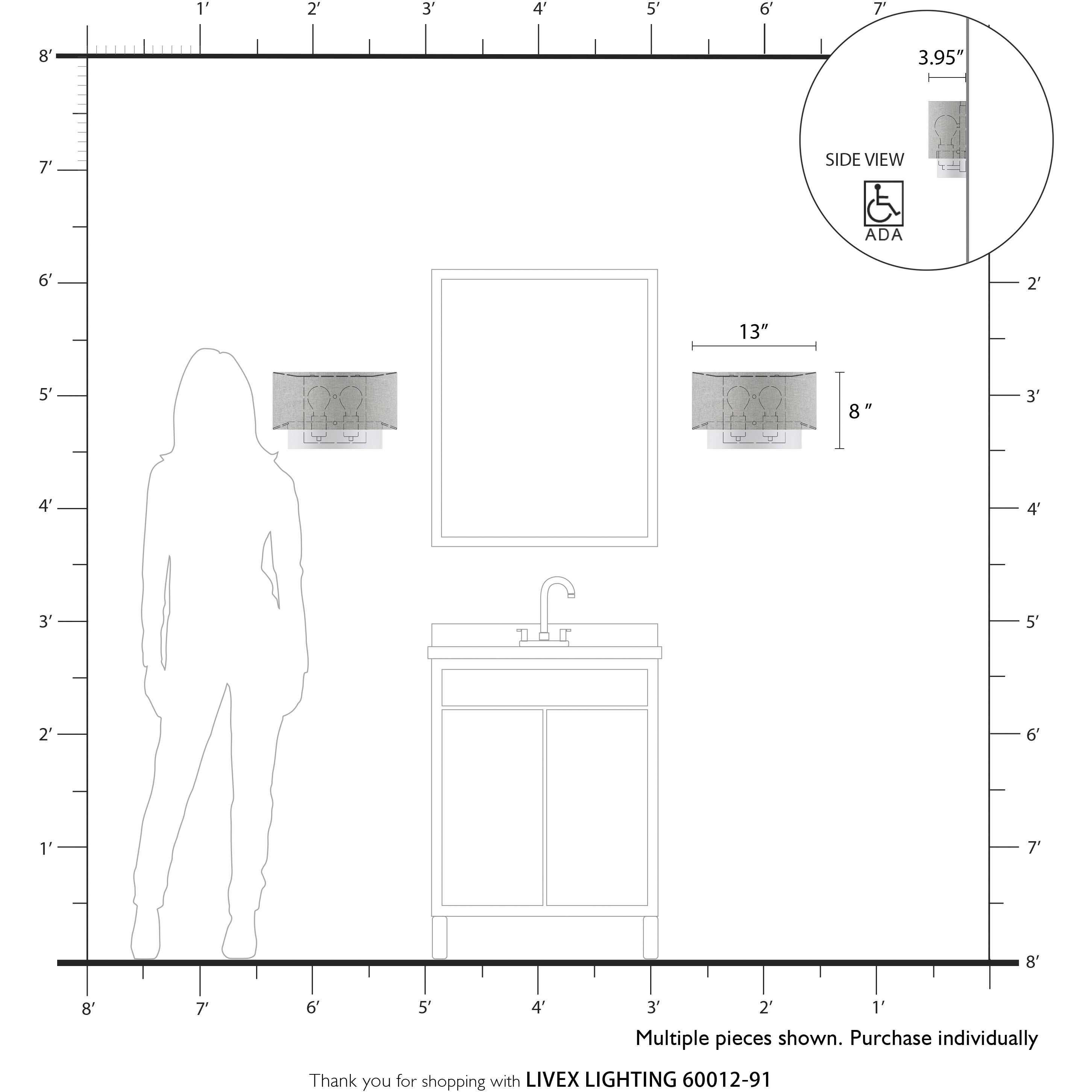 Brookmeade 2 Light 13 inch Brushed Nickel ADA Wall Sconce Wall Light