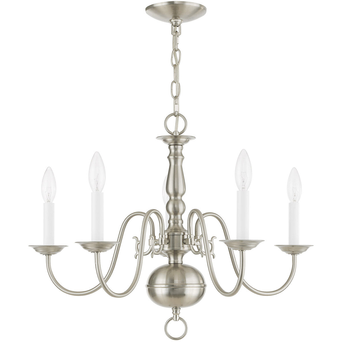 Williamsburgh 5 Light 24 inch Brushed Nickel Chandelier Ceiling Light