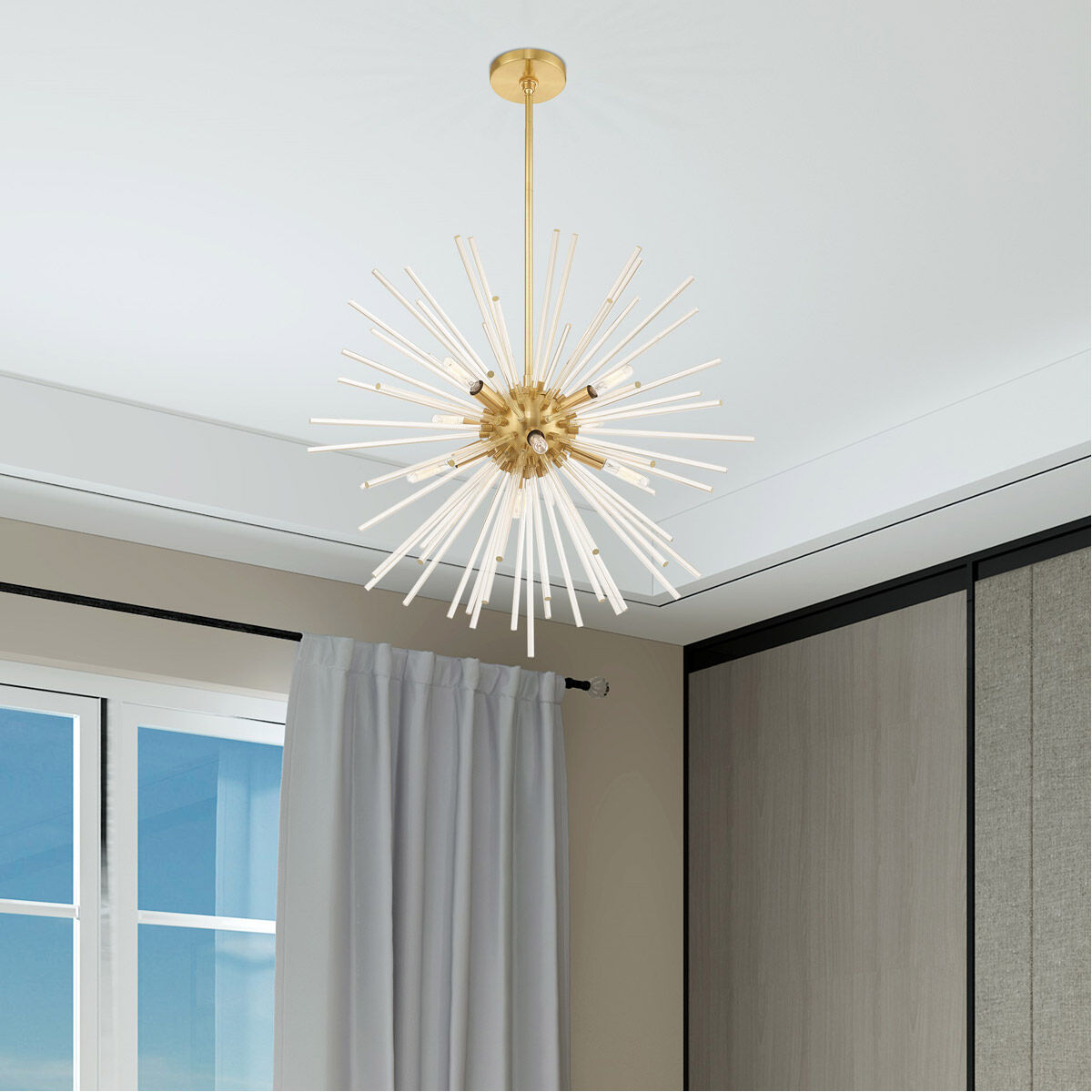 Utopia 8 Light 26 inch Satin Brass Pendant Chandelier Ceiling Light