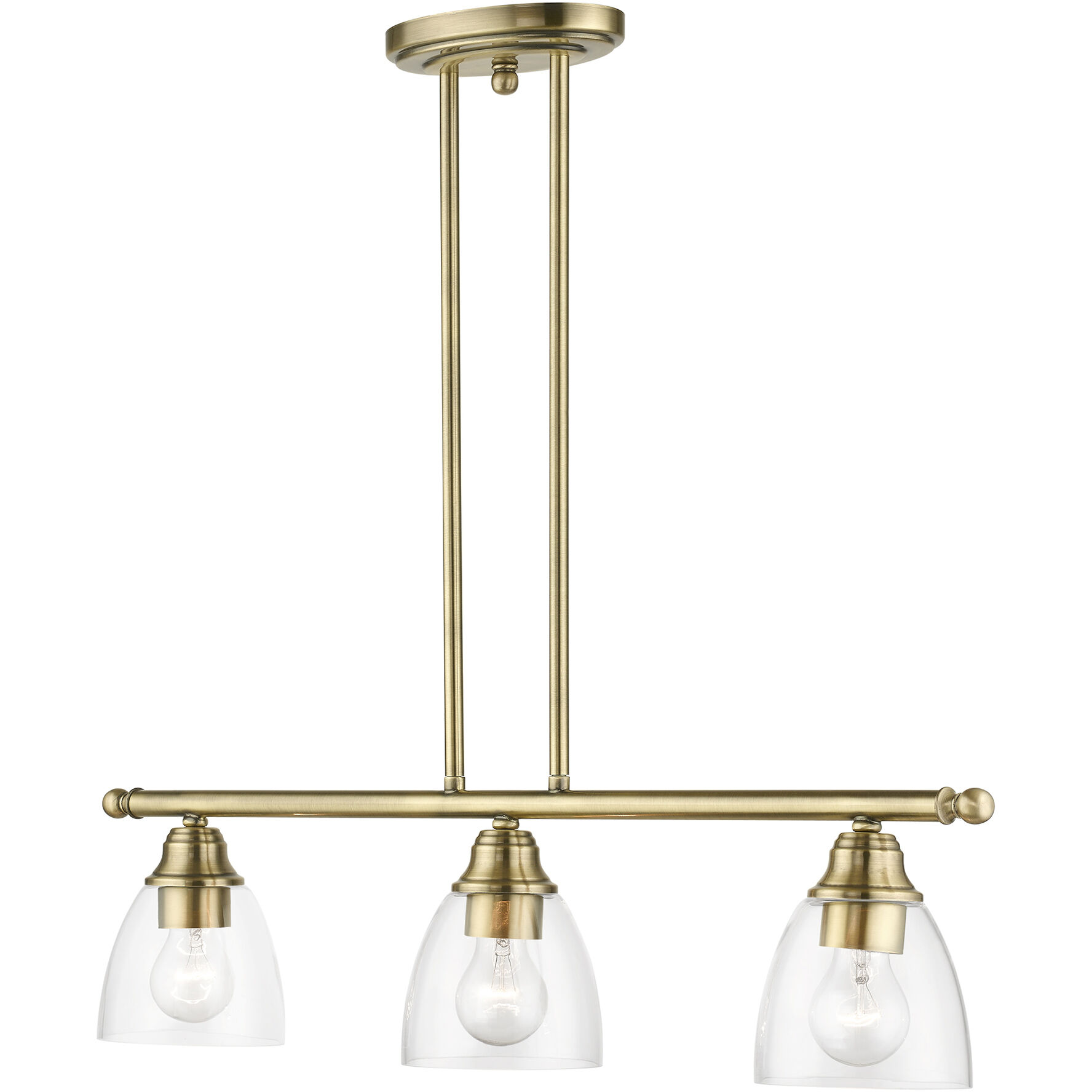 Montgomery 3 Light 30 inch Antique Brass Linear Chandelier Ceiling Light