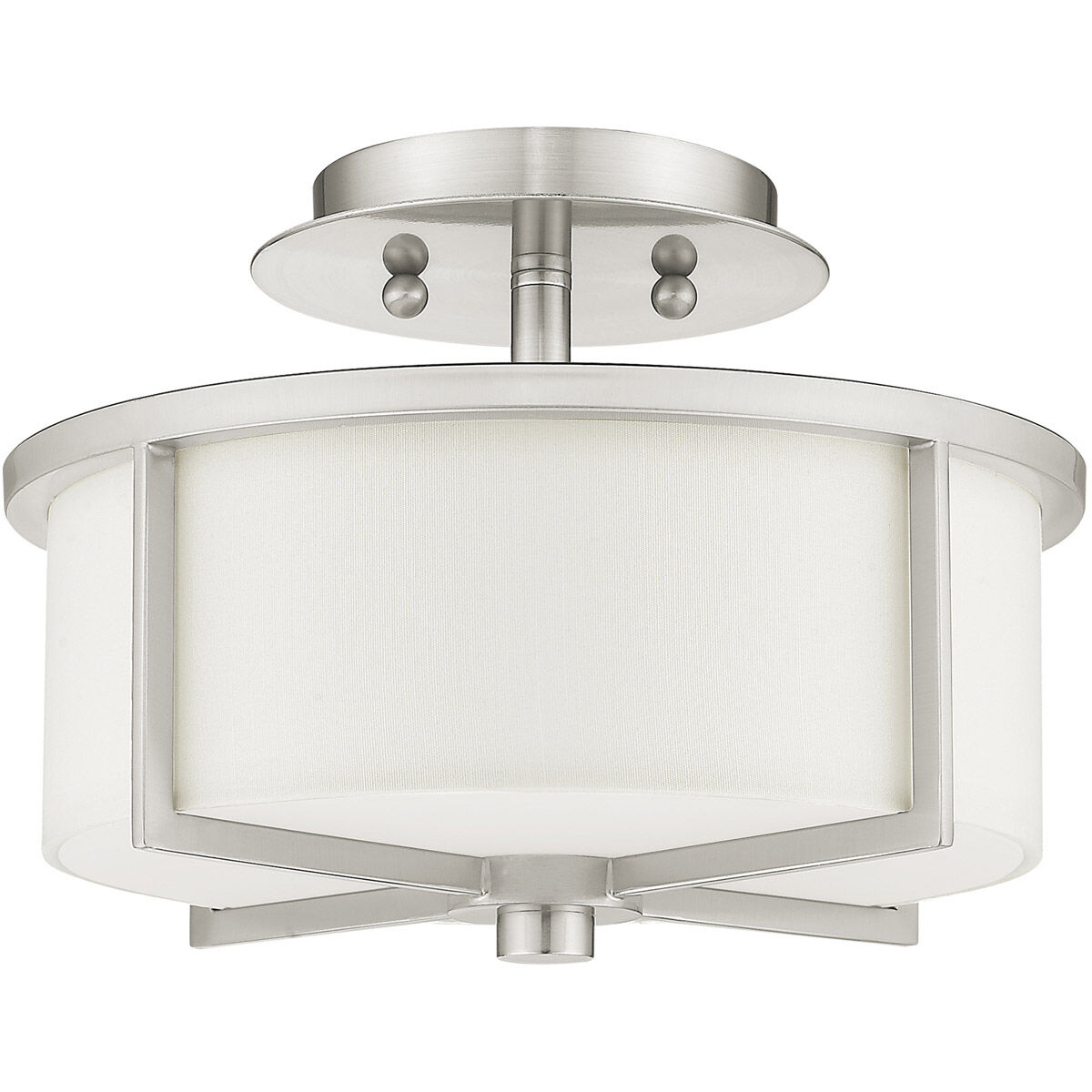 Wesley 2 Light 11 inch Brushed Nickel Semi-Flush Mount Ceiling Light