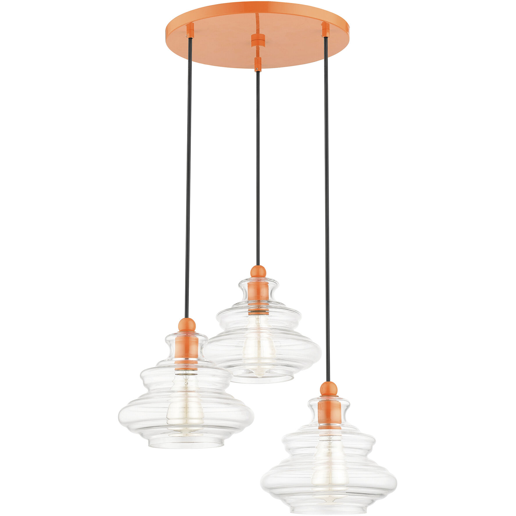 Everett 3 Light 20 inch Shiny Orange Pendant Chandelier Ceiling Light