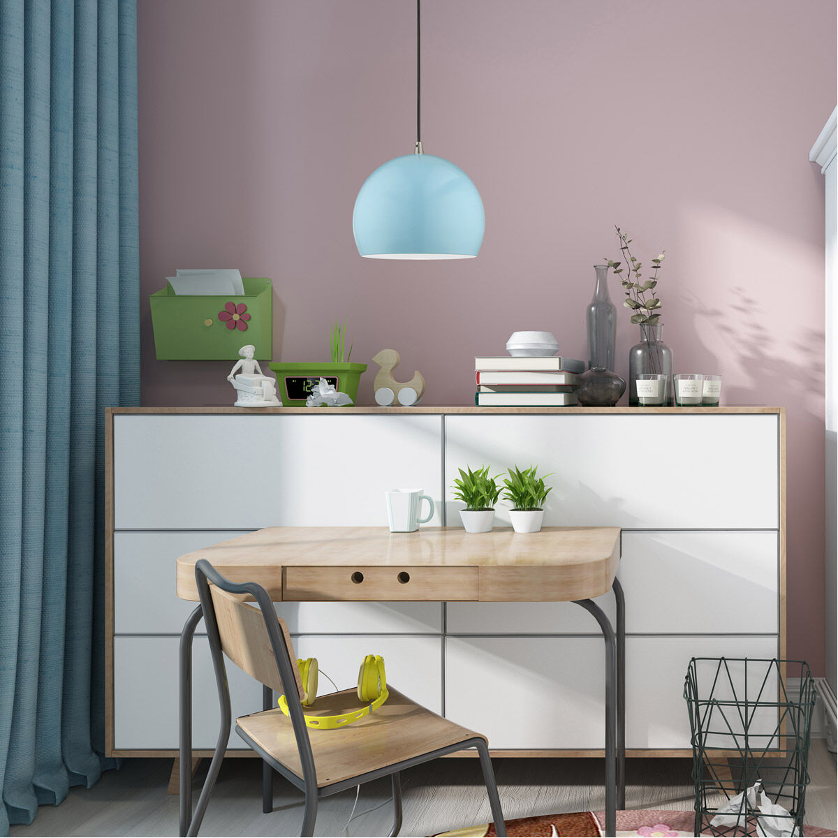 Allison 1 Light 10 inch Shiny Baby Blue Mini Pendant Ceiling Light