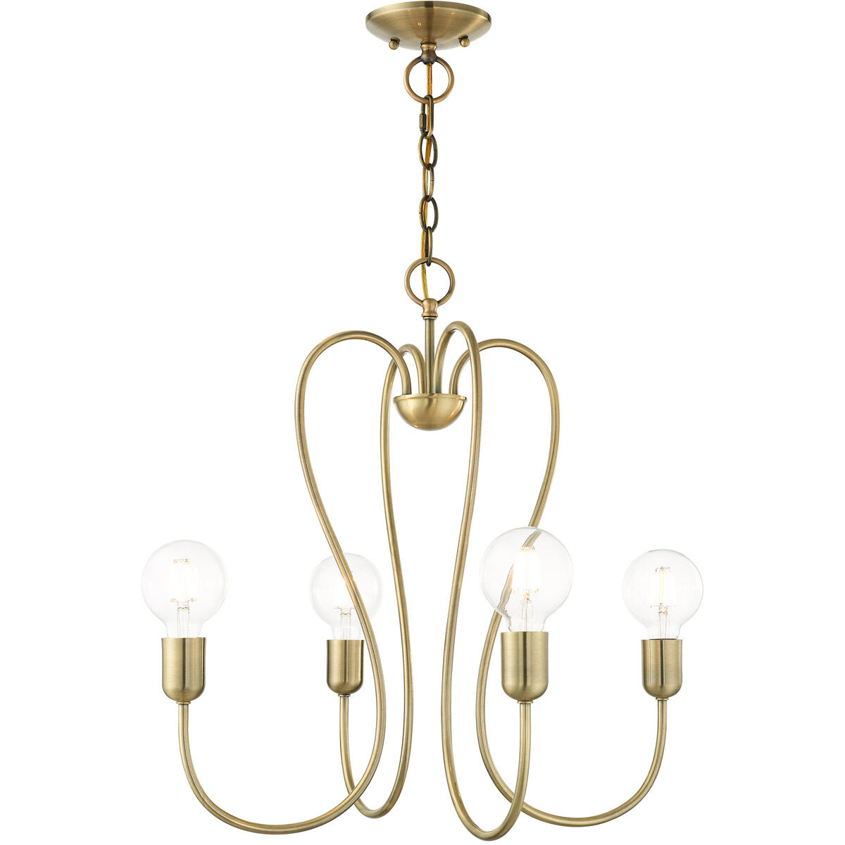 Lucerne 4 Light 20 inch Antique Brass Chandelier Ceiling Light