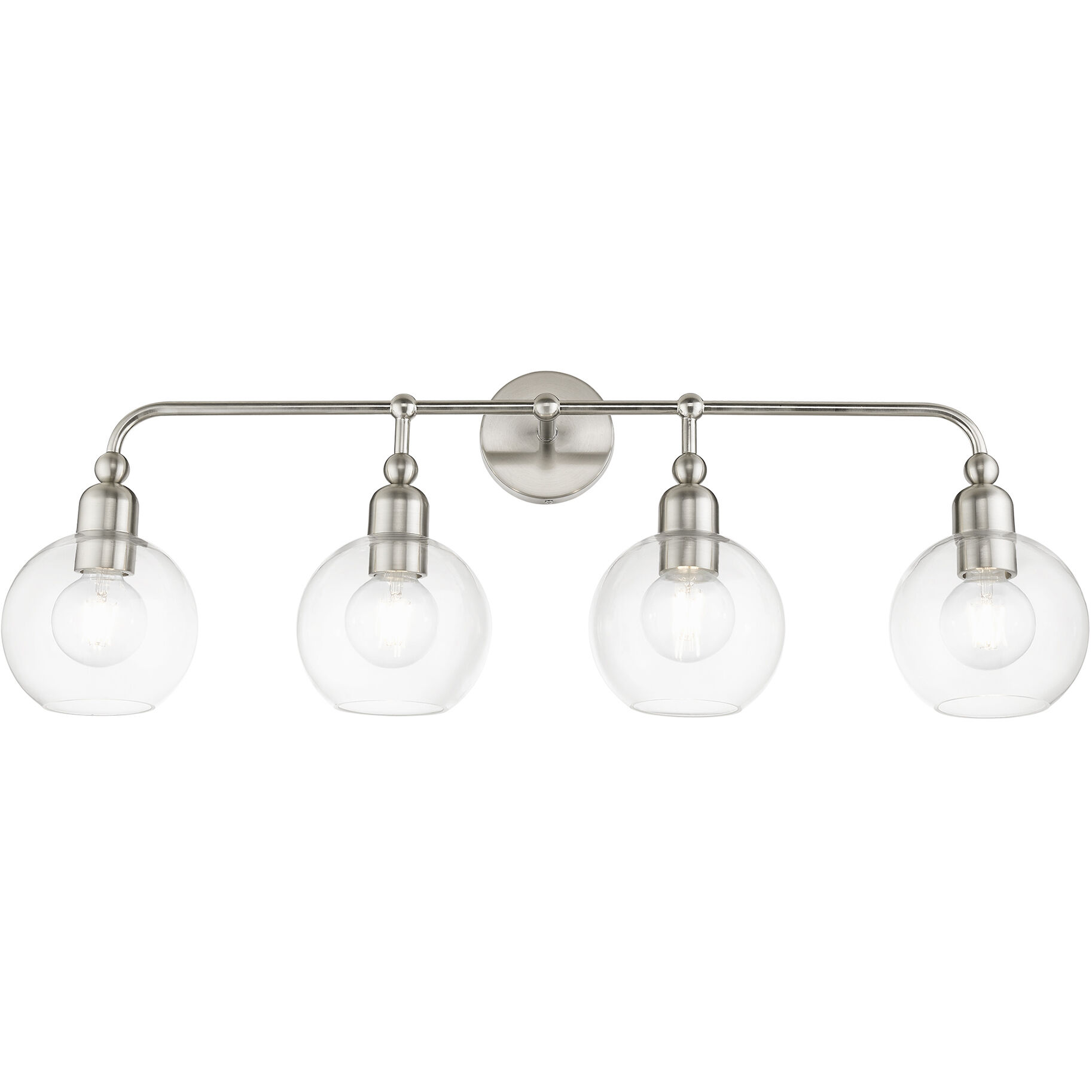 Downtown 4 Light 36 inch Brushed Nickel Vanity Sconce Wall Light, Large, Sphere