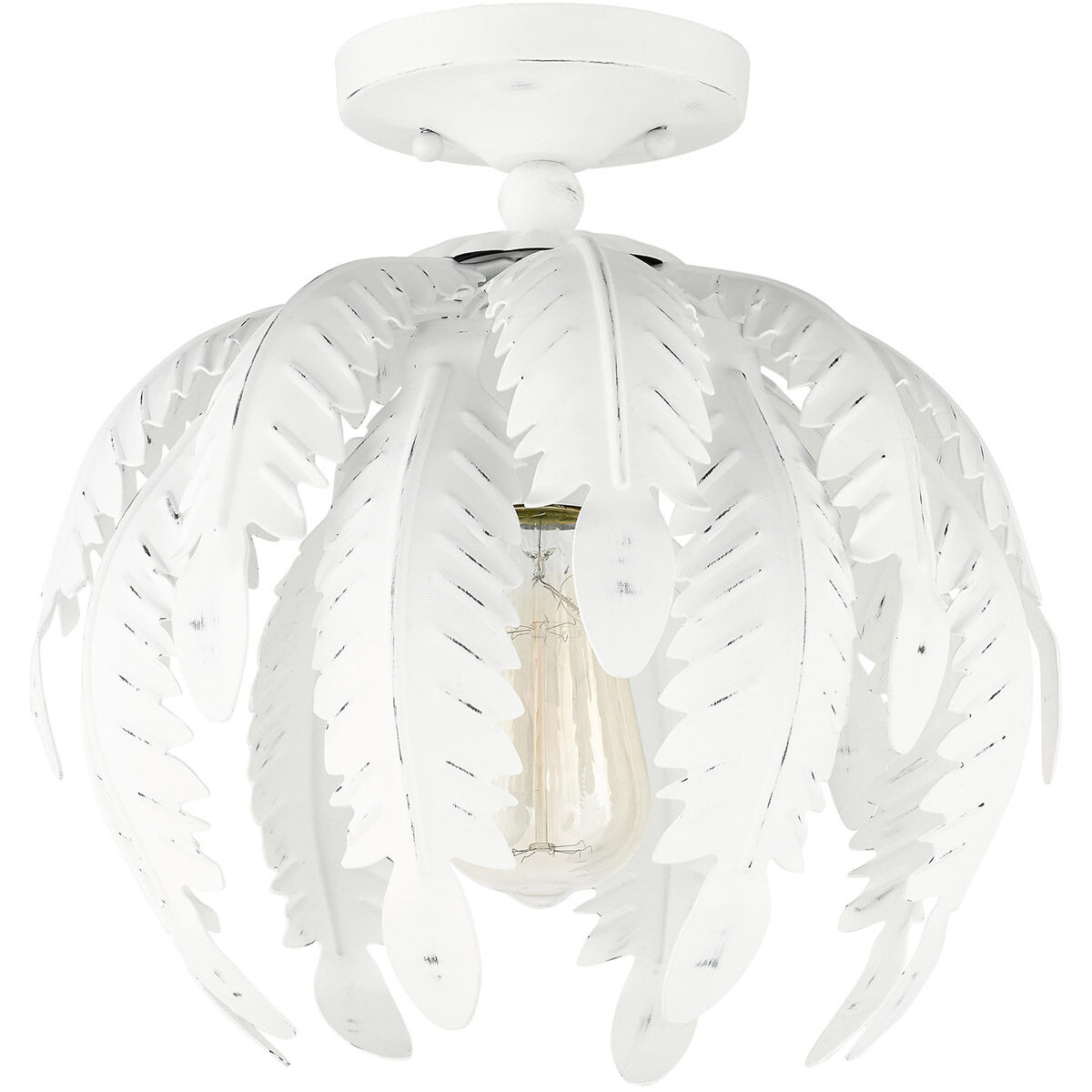 Acanthus 1 Light 12.63 inch Antique White Semi Flush Ceiling Light