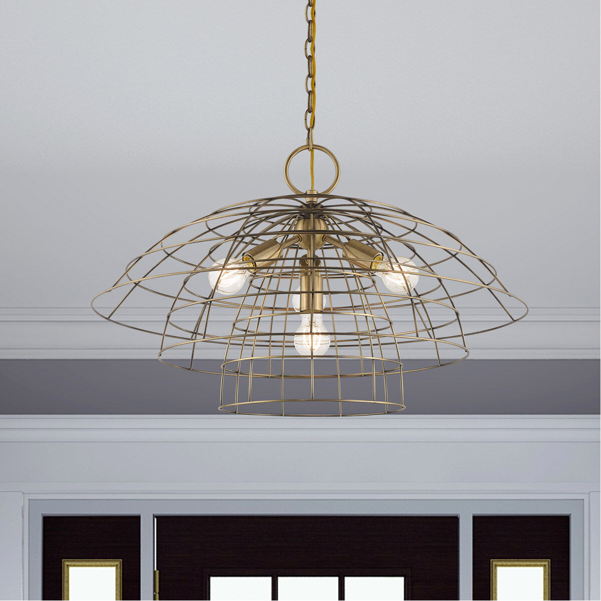 Brooklyn 4 Light 28 inch Antique Brass Chandelier Ceiling Light