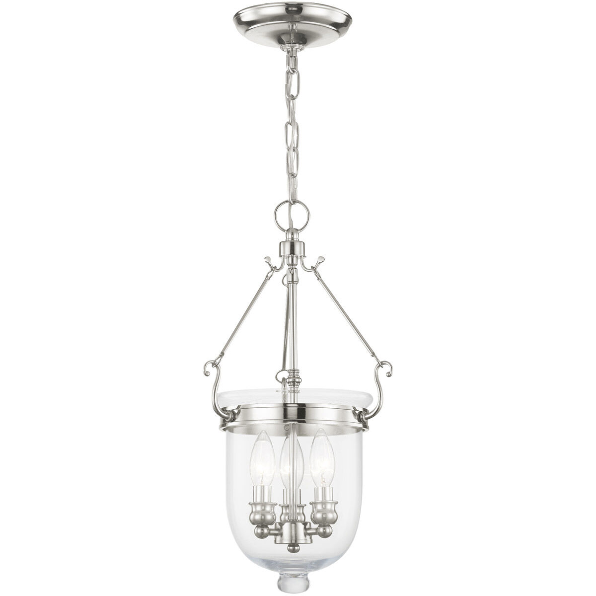 Jefferson 3 Light 10 inch Polished Nickel Chain Lantern