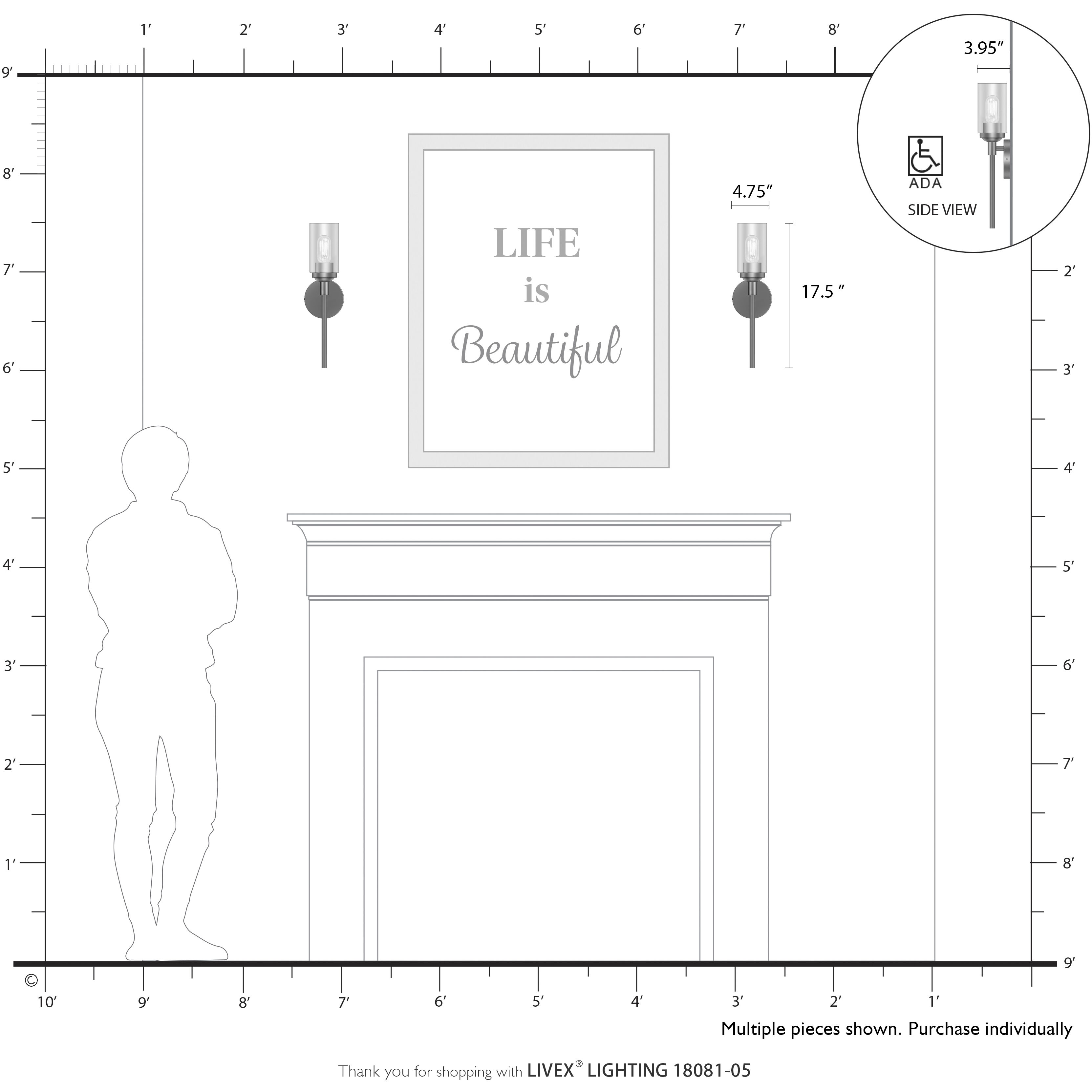 Whittier 1 Light 4.75 inch Brushed Nickel ADA Wall Sconce Wall Light, Single