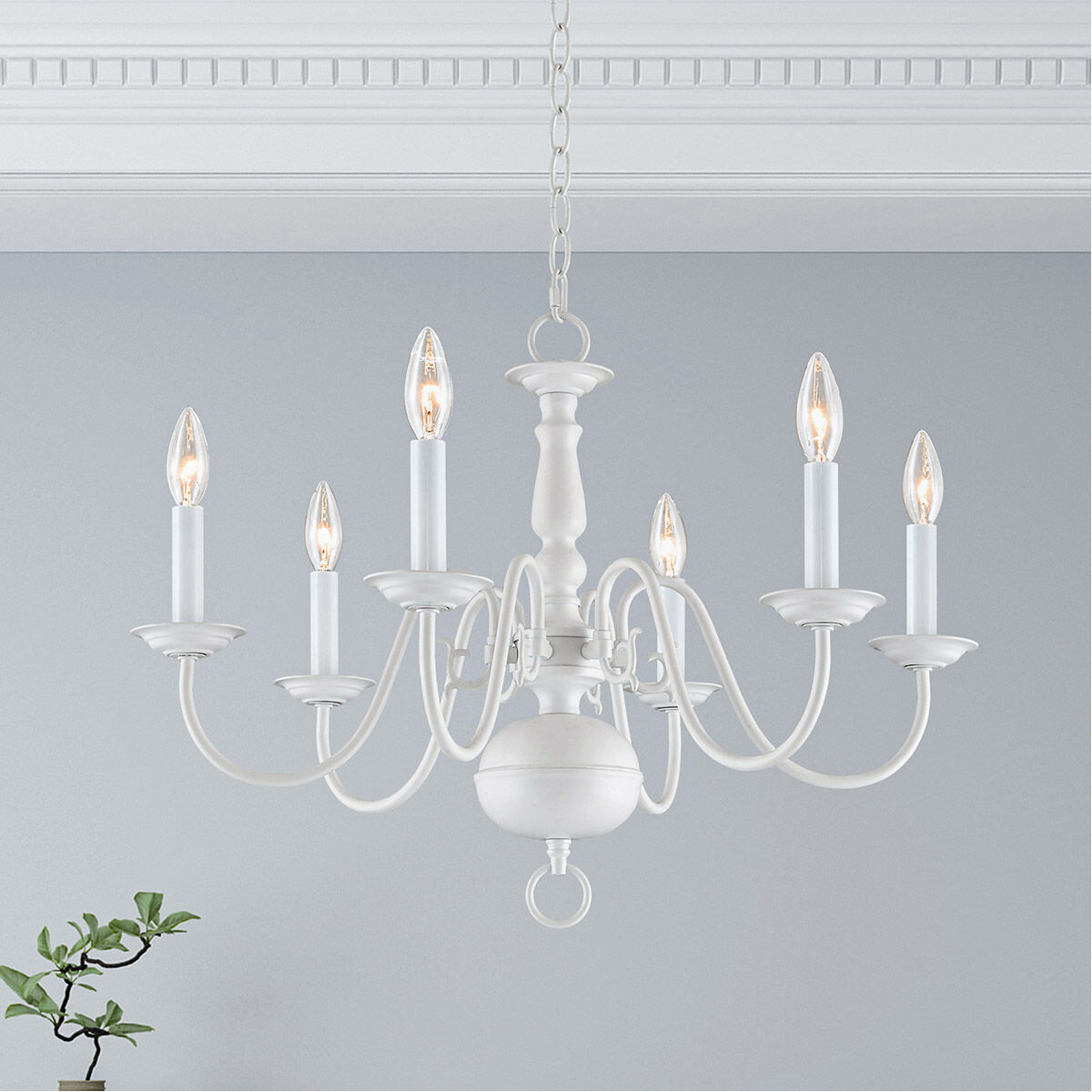 Williamsburgh 6 Light 24 inch White Chandelier Ceiling Light