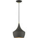 Waldorf 1 Light 9.5 inch Bronze with Antique Brass Finish Accents Pendant Ceiling Light in Bronze with Antique Brass Accent