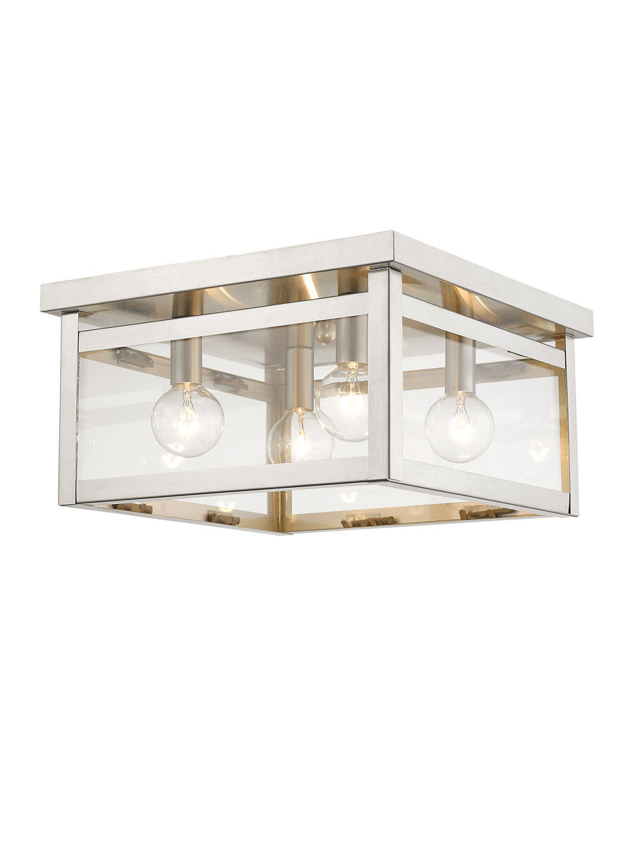 Milford 4 Light 11 inch Brushed Nickel Flush Mount Ceiling Light