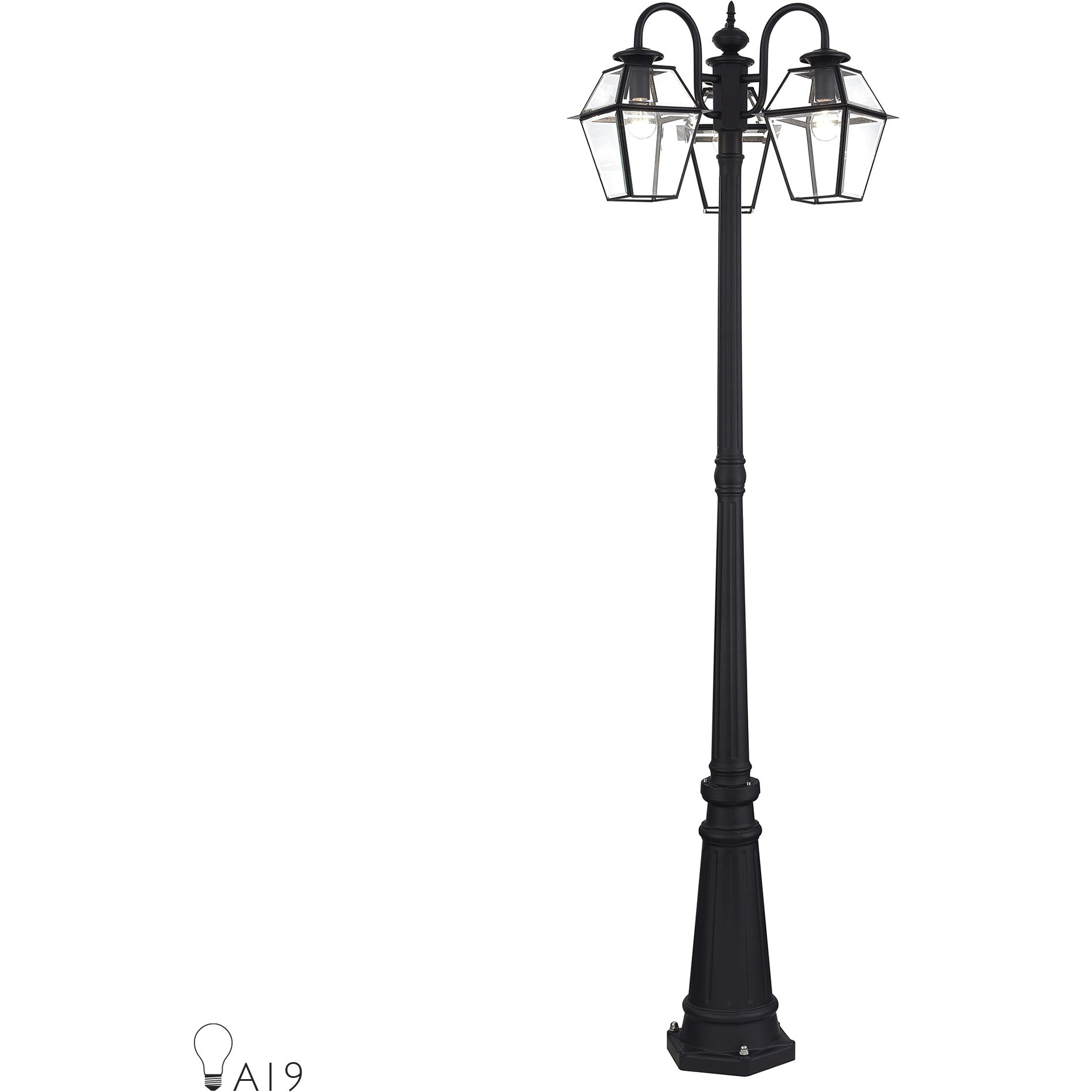 Westover 3 Light 80.13 inch Black Outdoor 3 Head Post Light