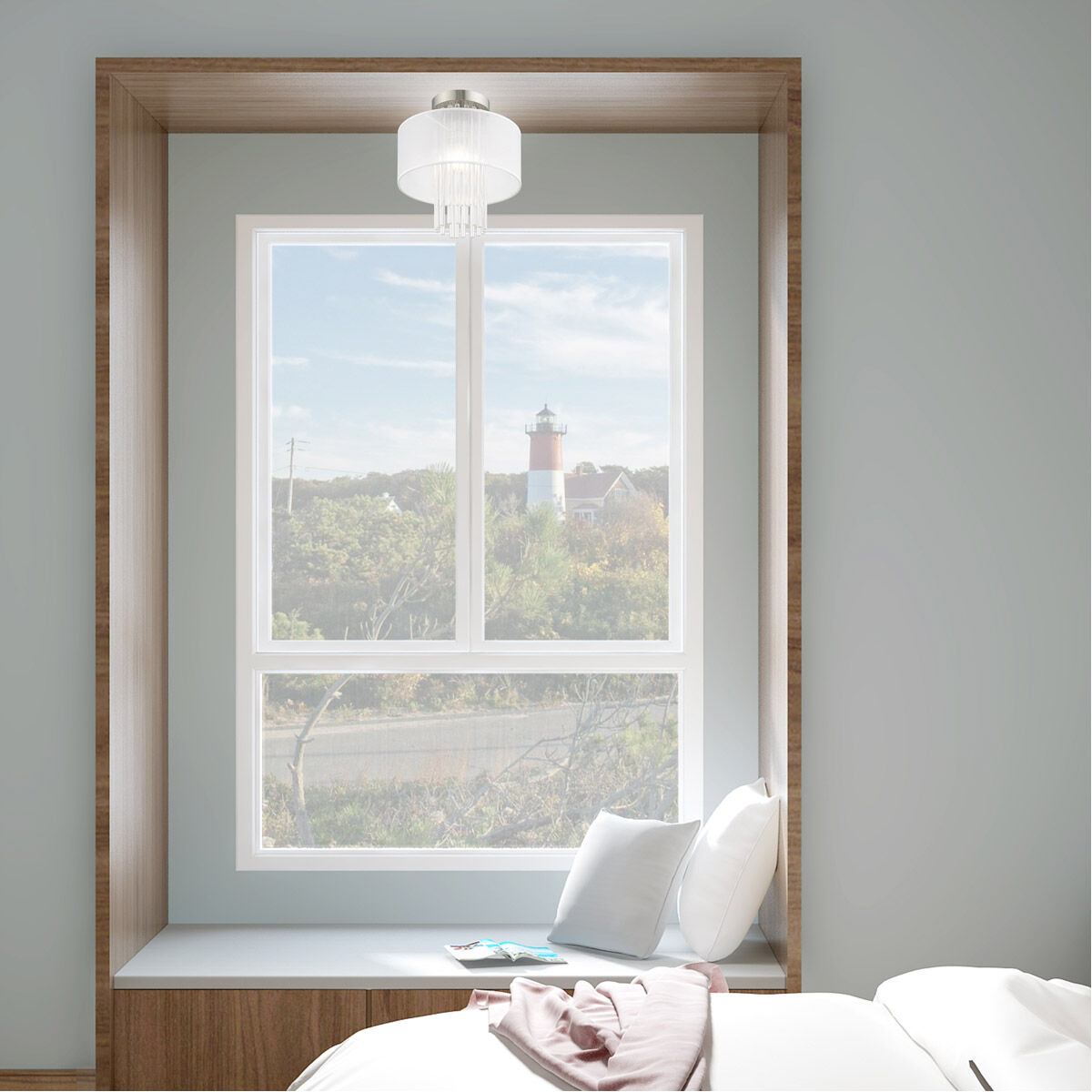 Alexis 1 Light 11 inch Brushed Nickel Semi-Flush Mount Ceiling Light