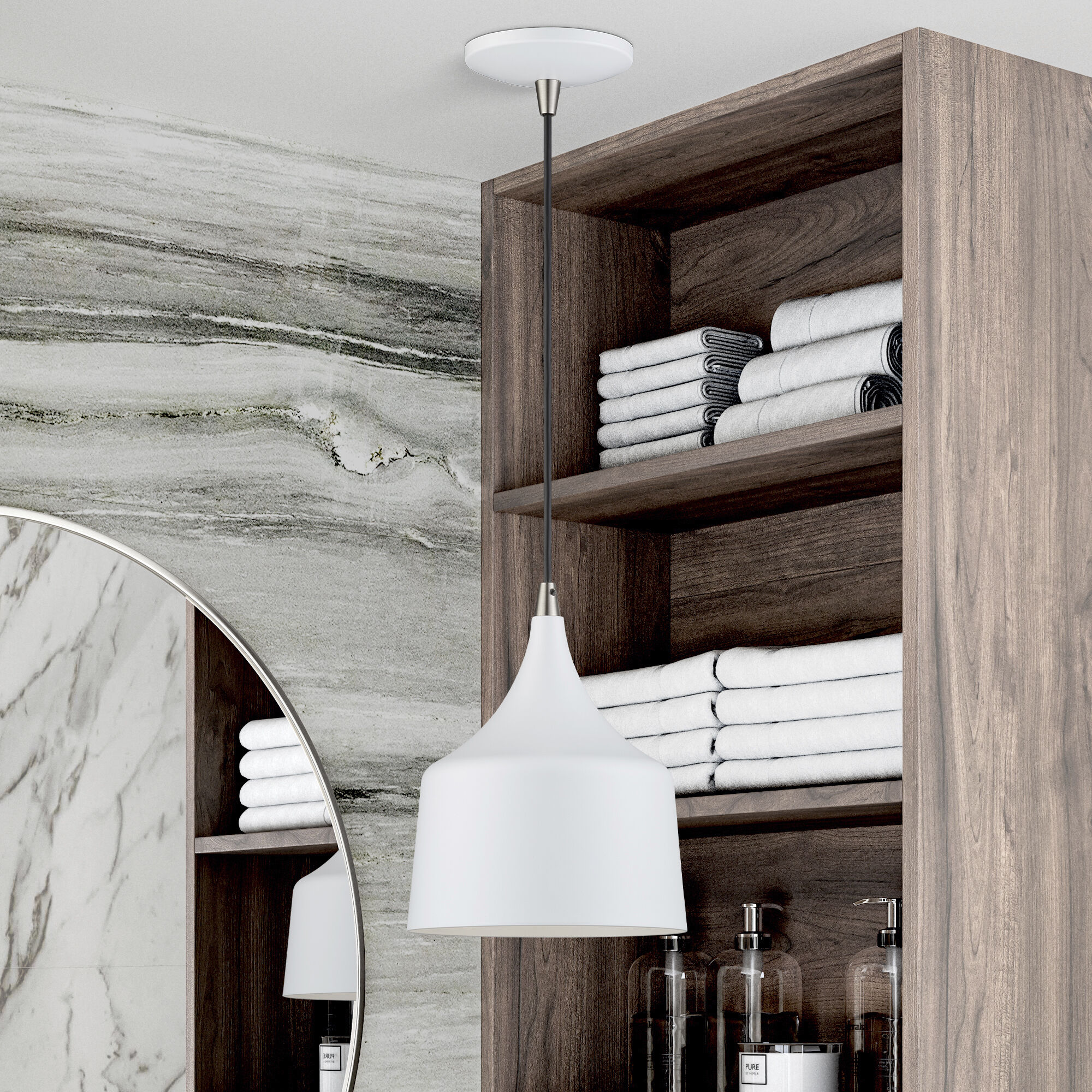Bolita 8 inch White with Brushed Nickel Accents Pendant Ceiling Light